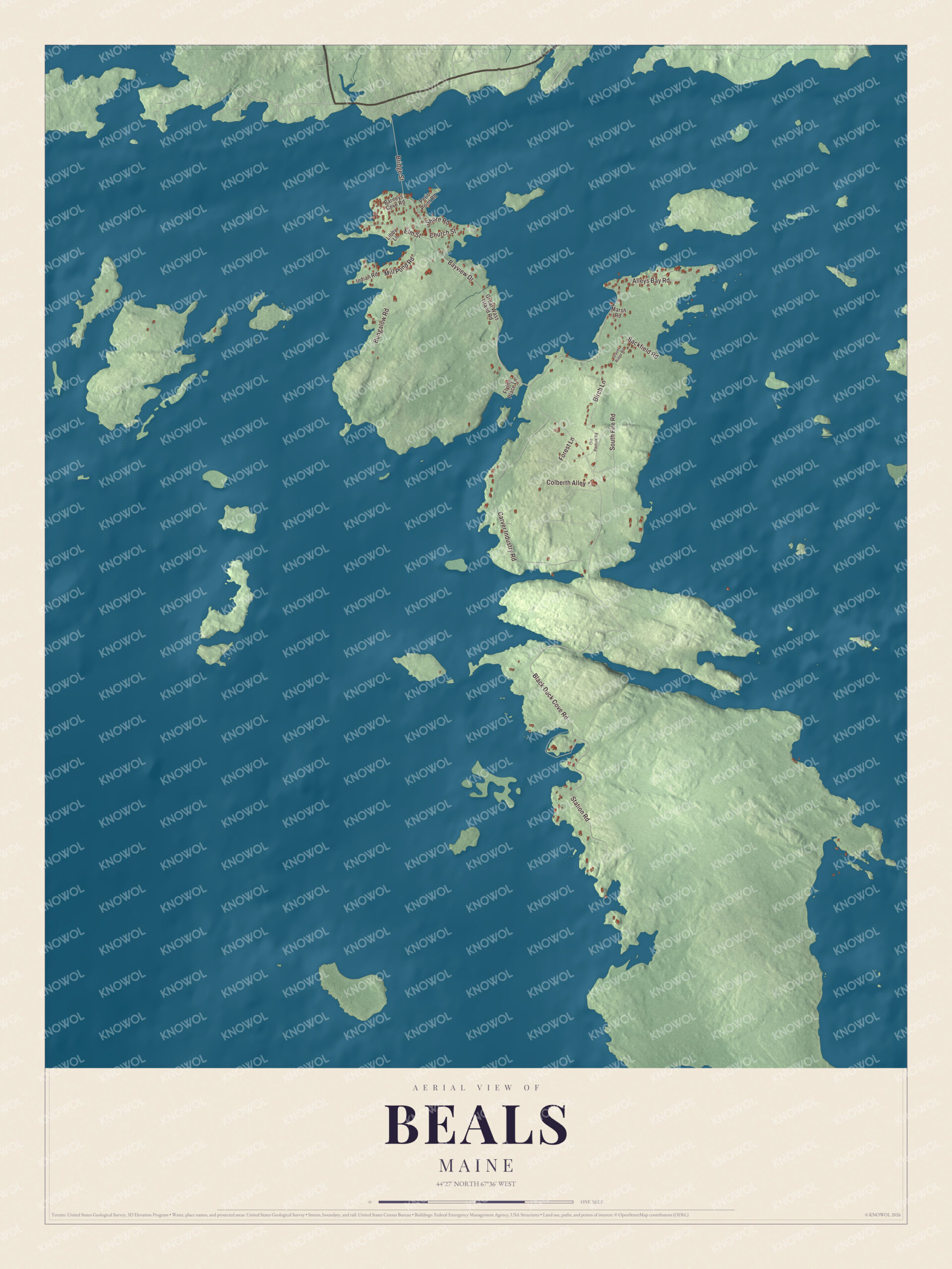 Protected watermarked complete map of Beals, Maine