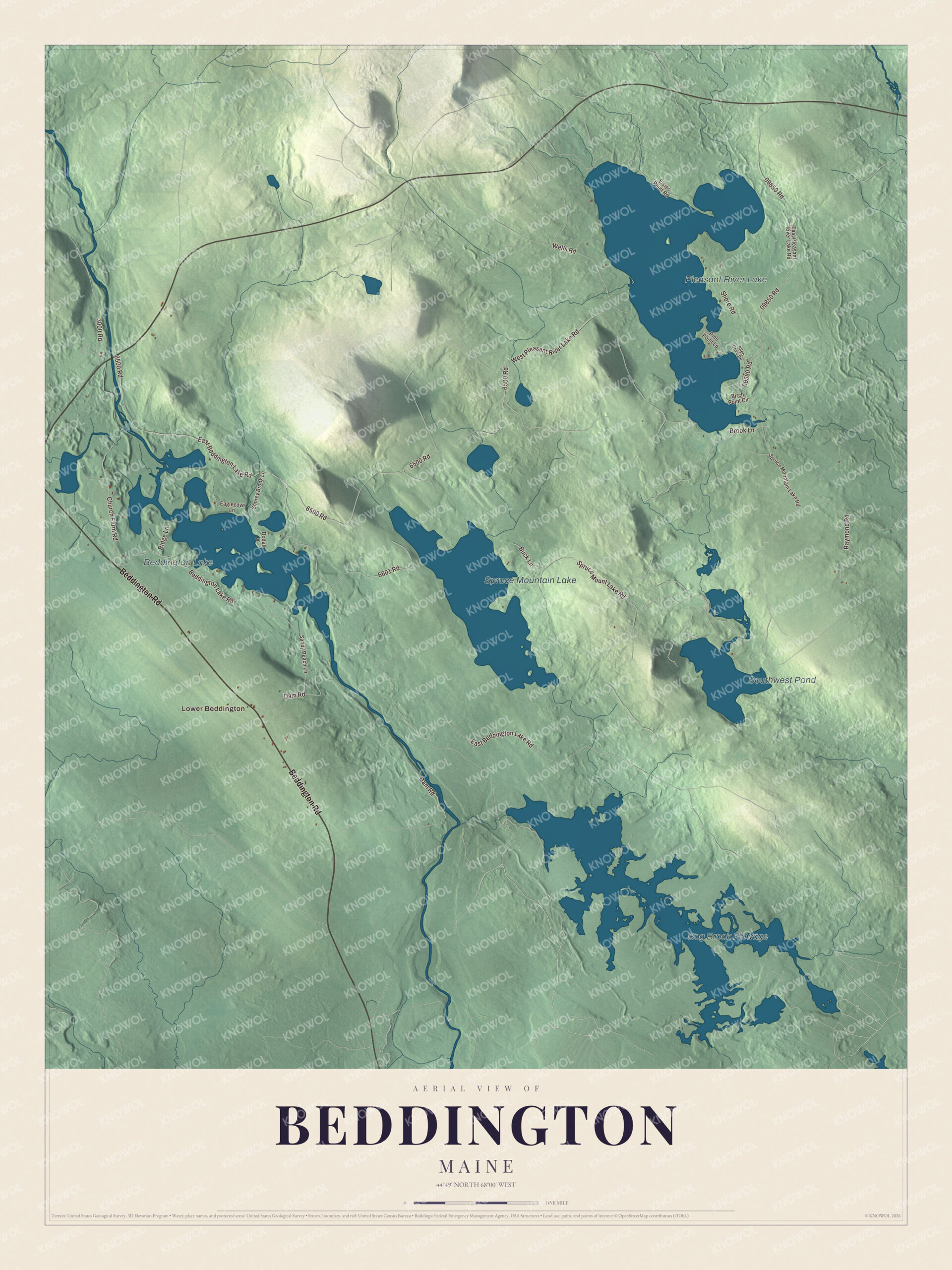 Protected watermarked complete map of Beddington, Maine