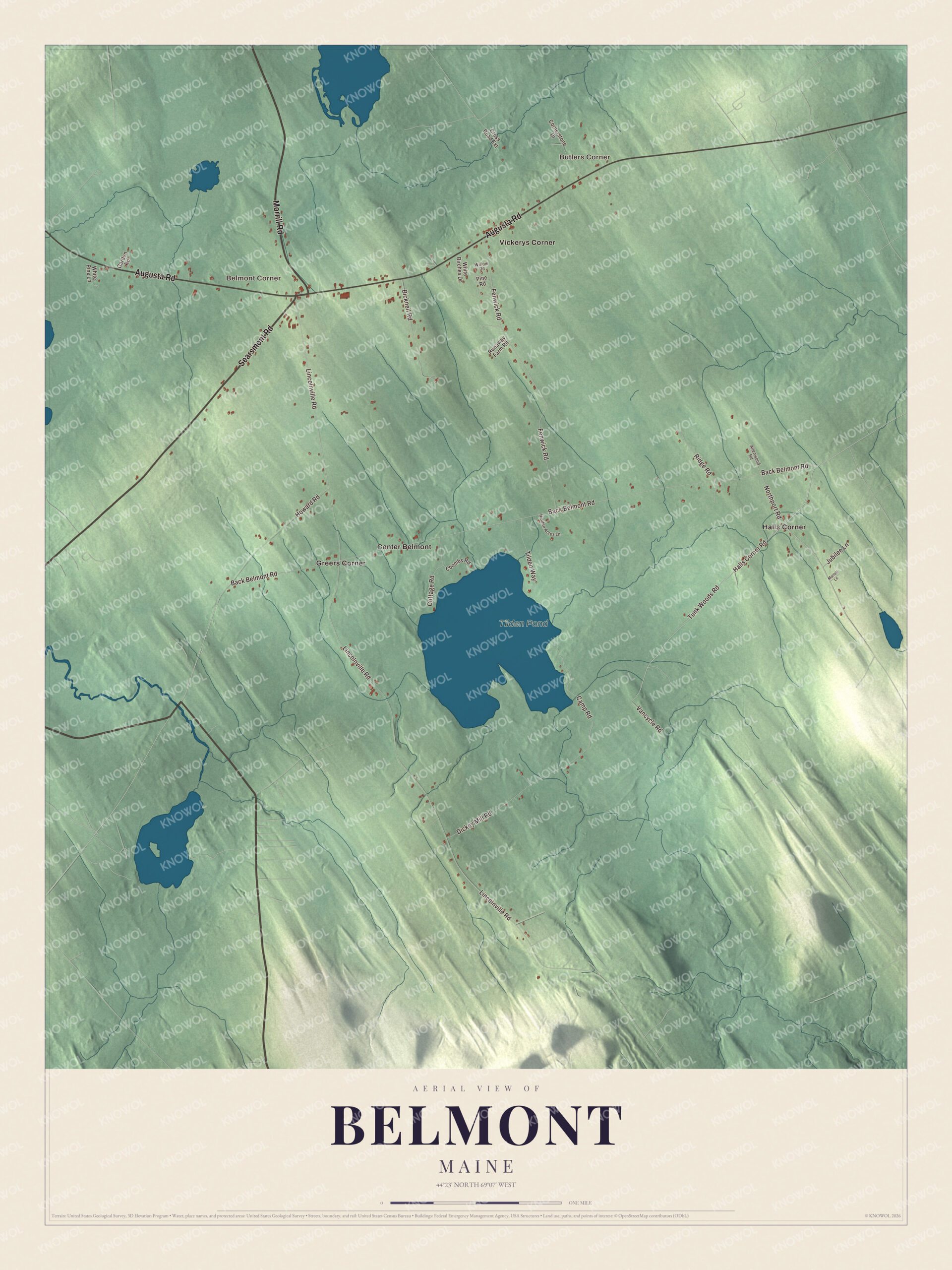 Protected watermarked complete map of Belmont, Maine