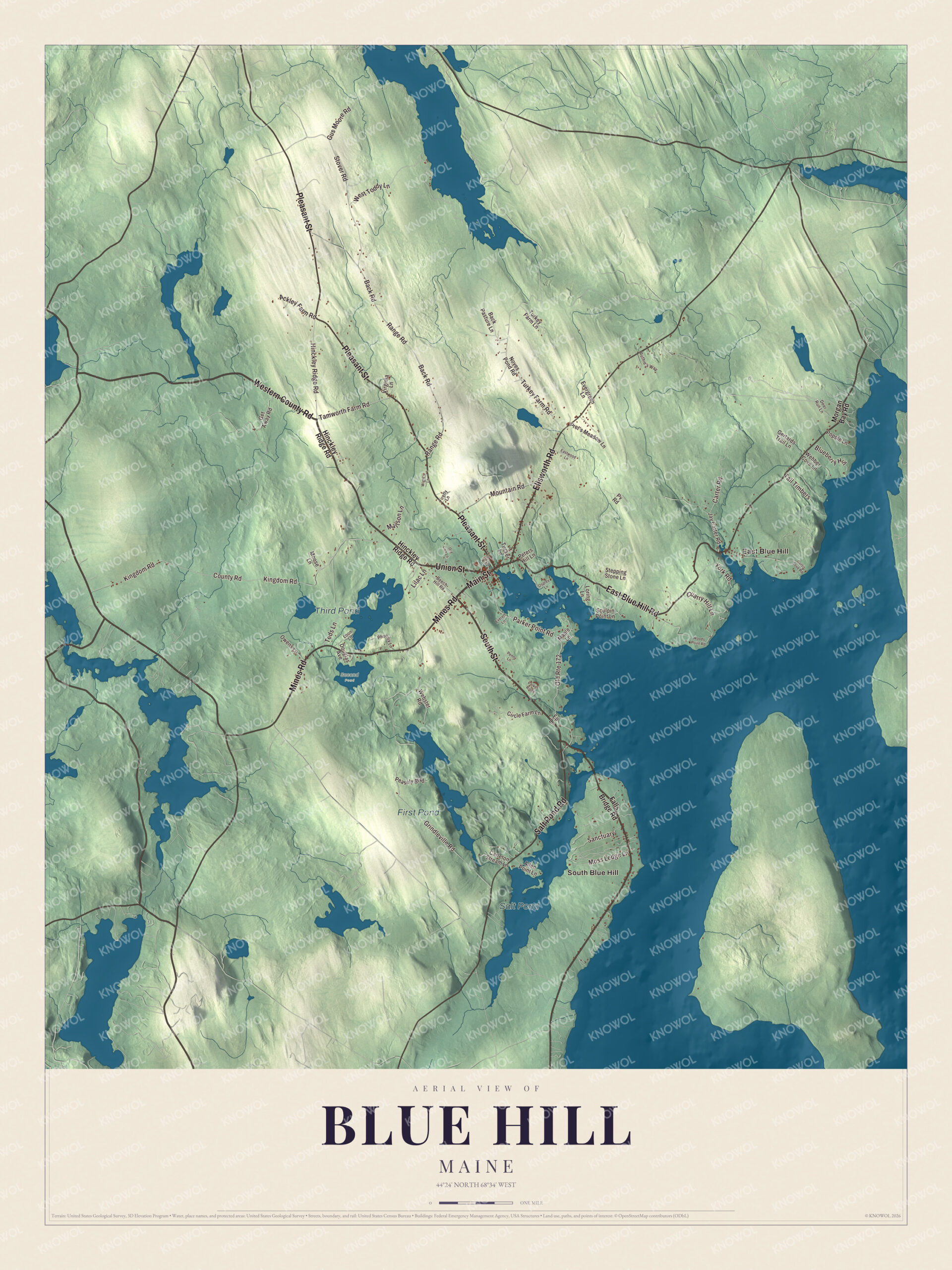 Protected watermarked complete map of Blue Hill, Maine