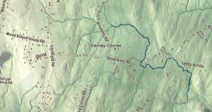 Close-up of the Bowdoin, Maine aerial map
