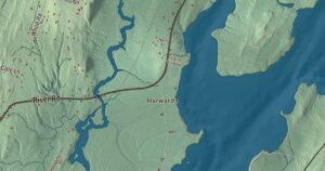 Close-up of the Bowdoinham, Maine aerial map
