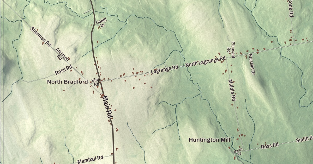 Map of Bradford, Maine
