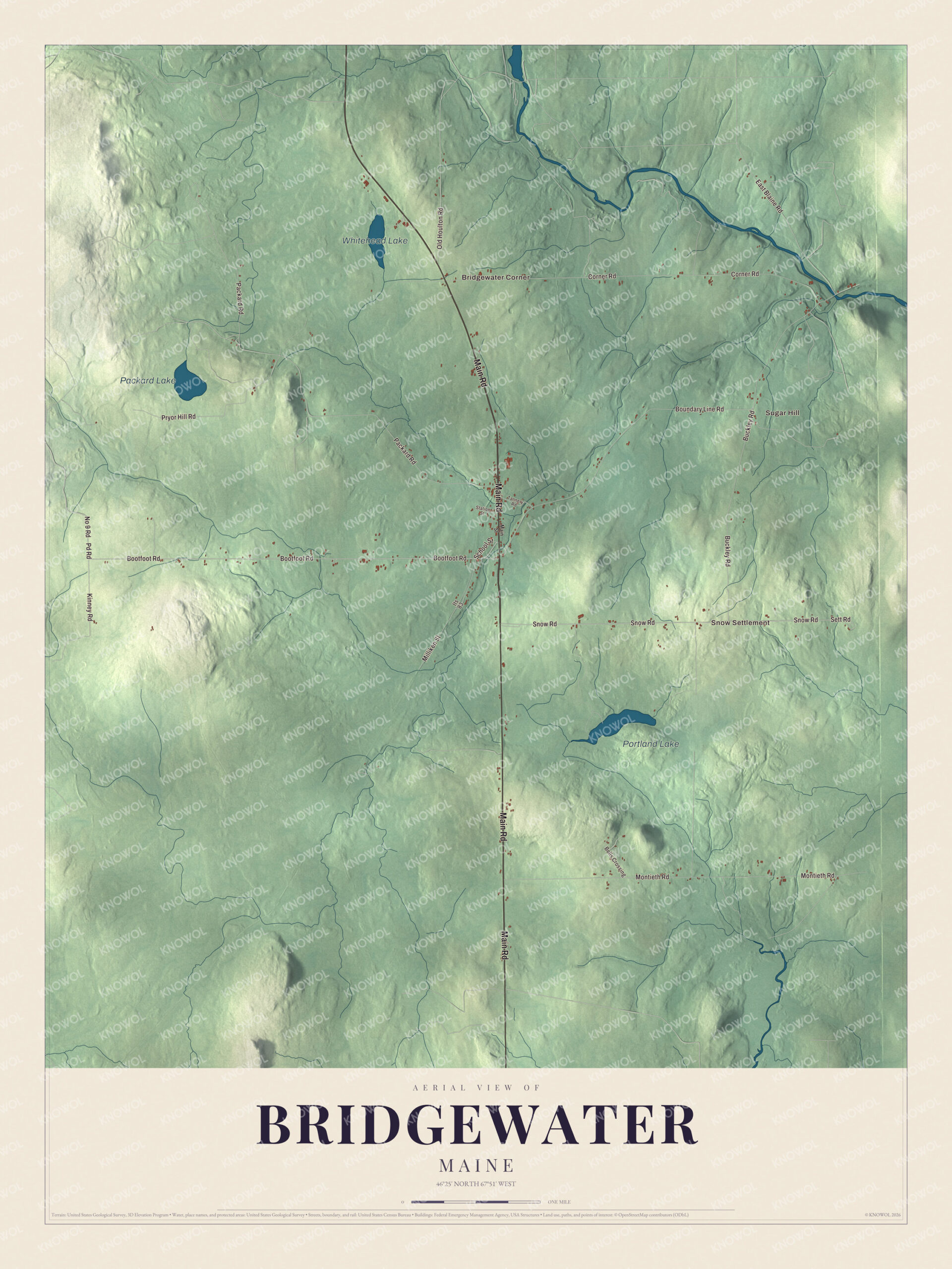 Protected watermarked complete map of Bridgewater, Maine
