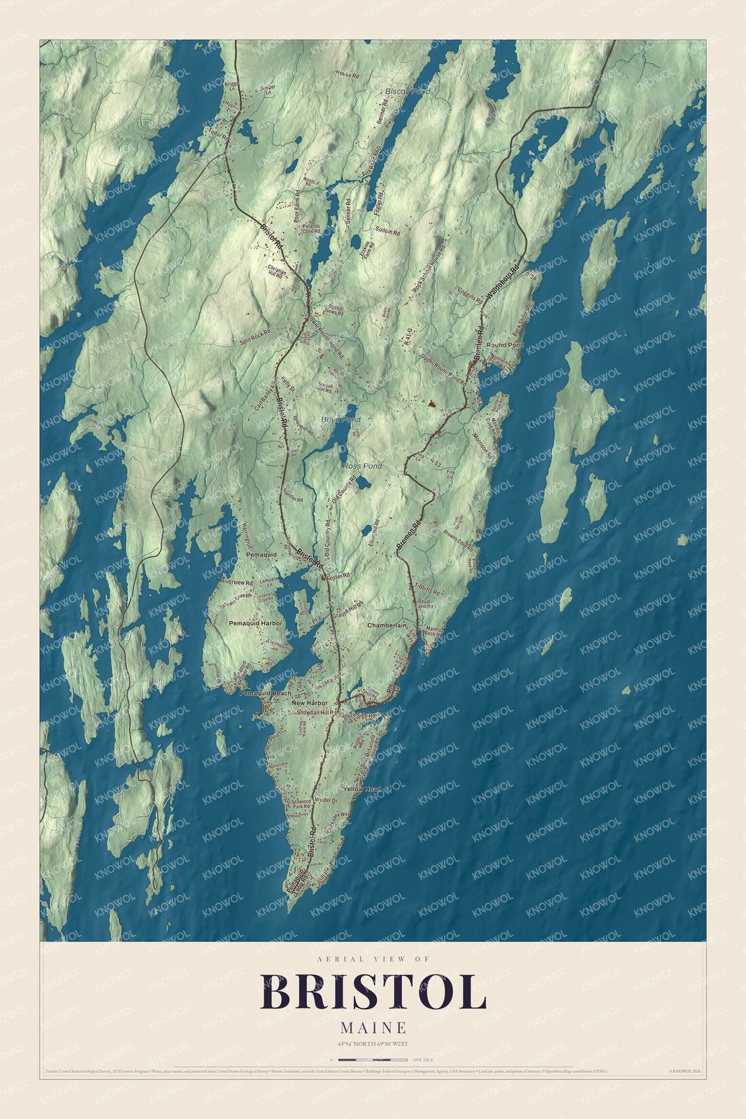 Watermarked full-map preview of Bristol, Maine