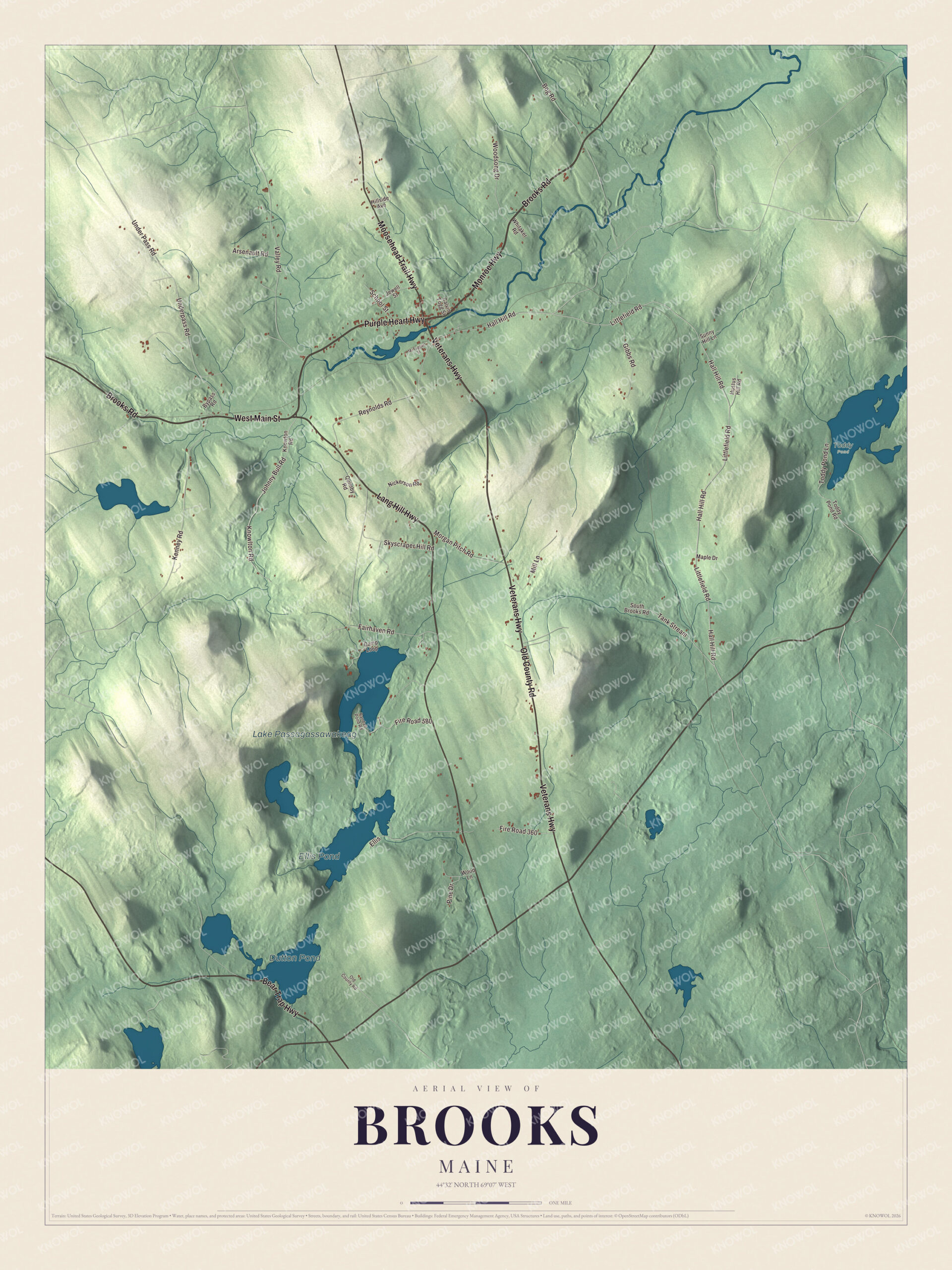 Protected watermarked complete map of Brooks, Maine