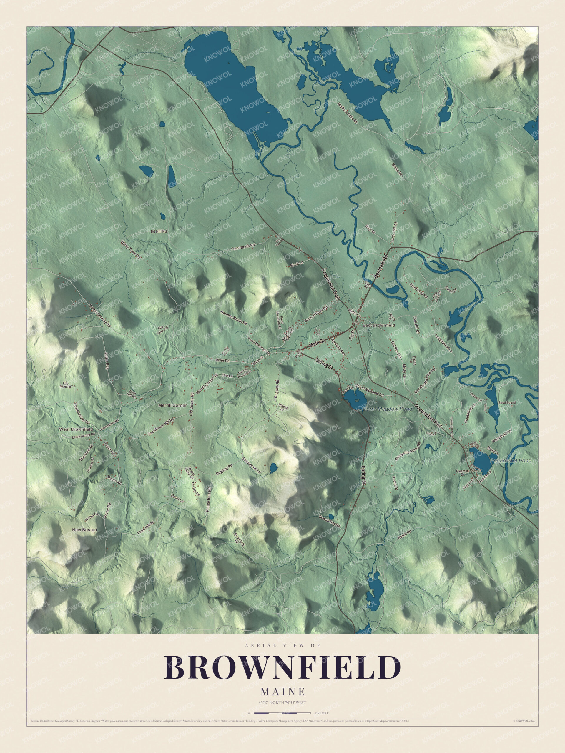 Protected watermarked complete map of Brownfield, Maine