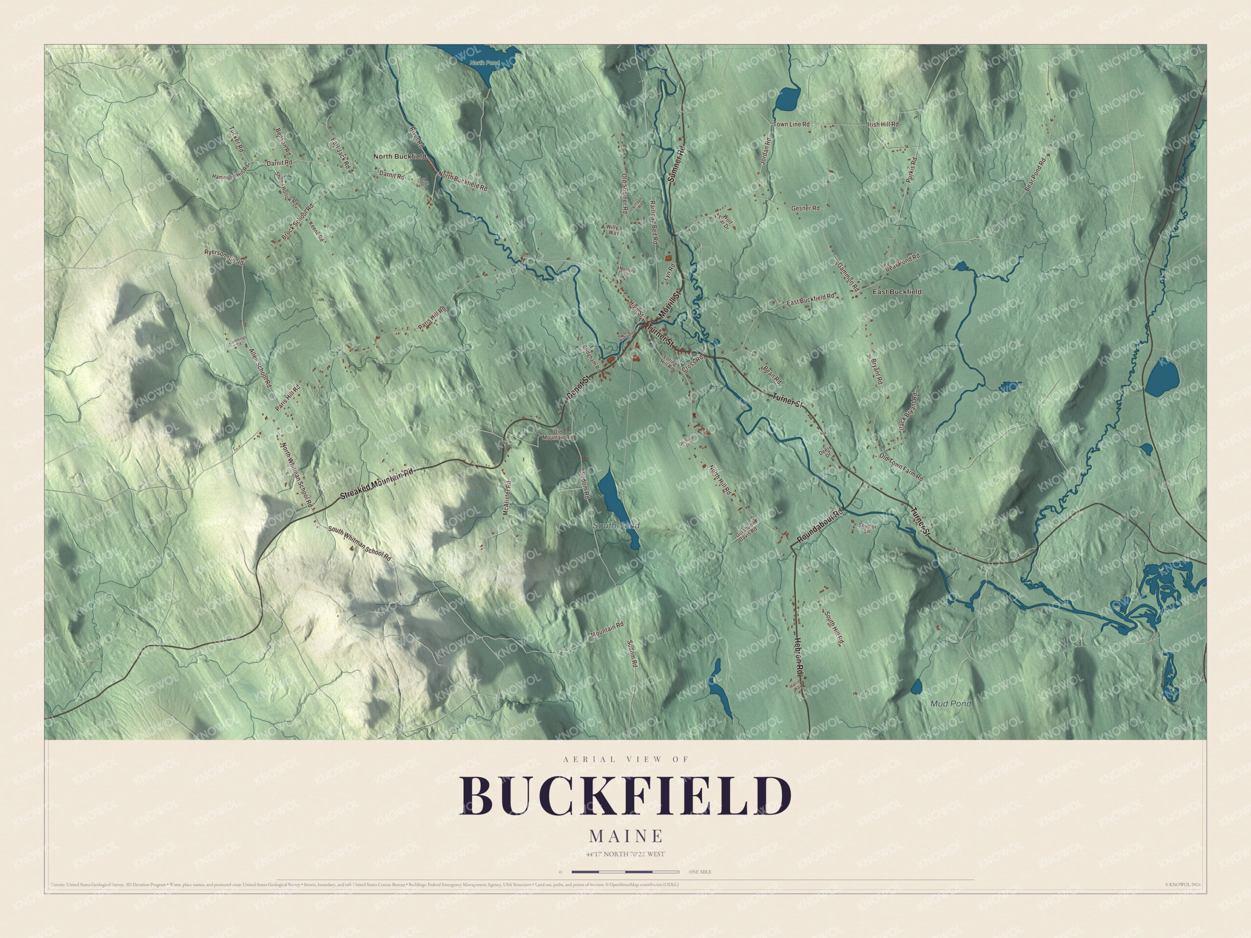 Protected watermarked complete map of Buckfield, Maine