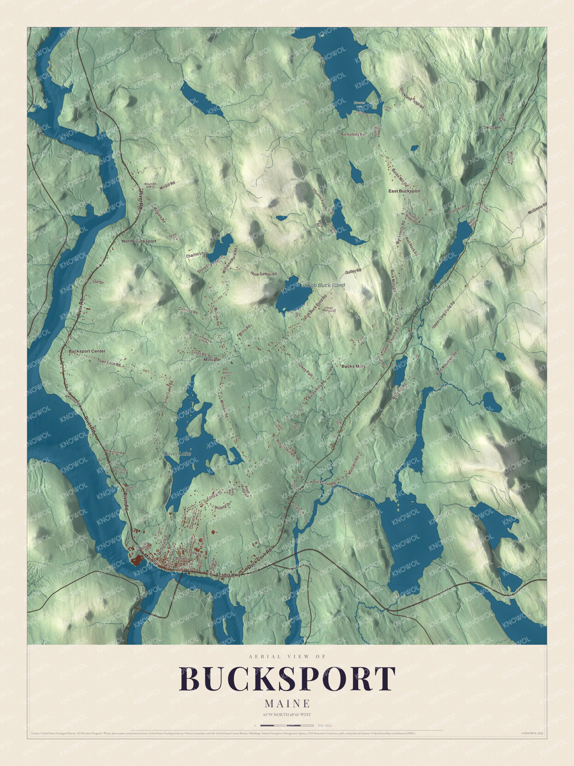 Protected watermarked complete map of Bucksport, Maine