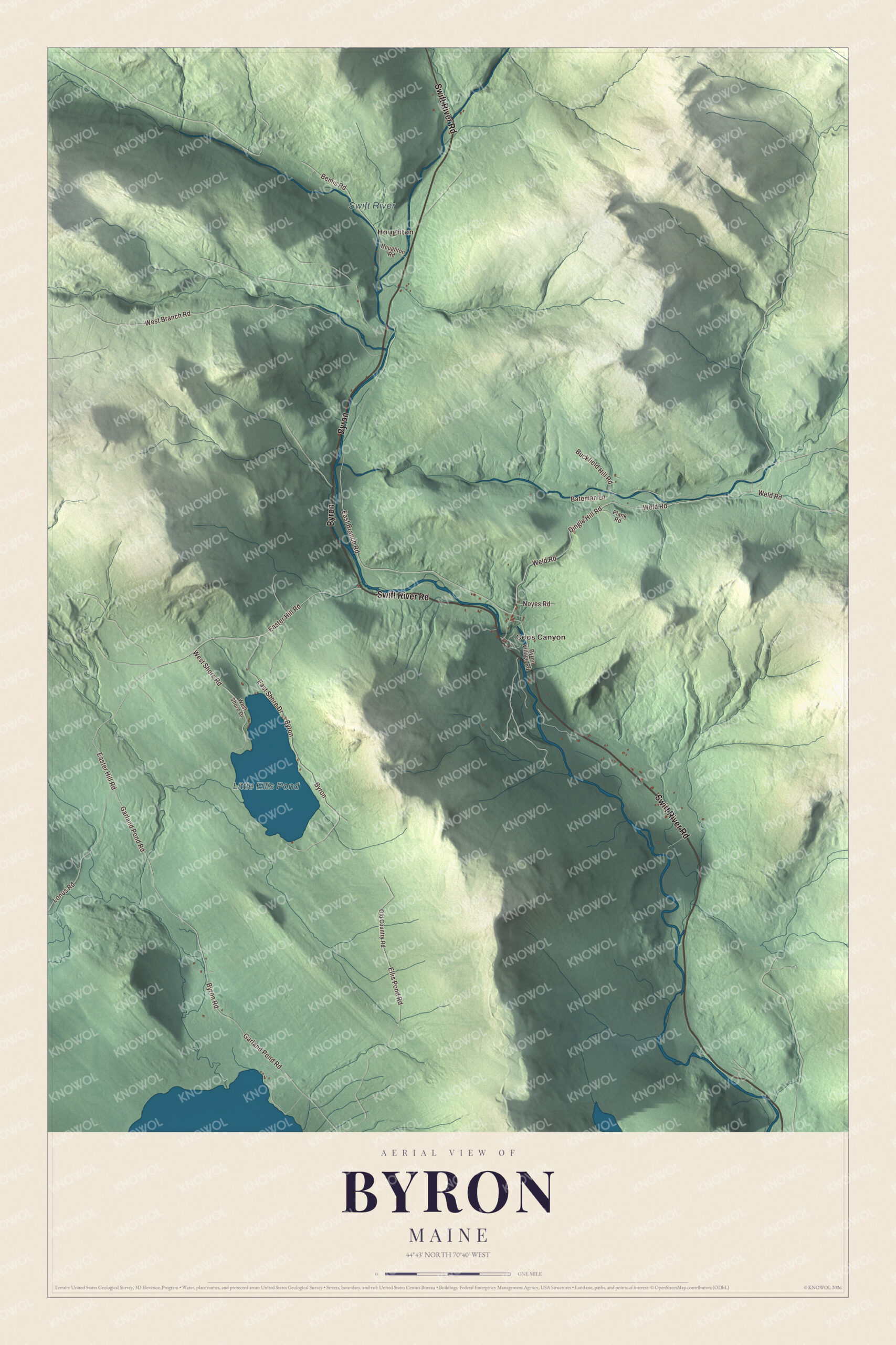 Protected watermarked complete map of Byron, Maine