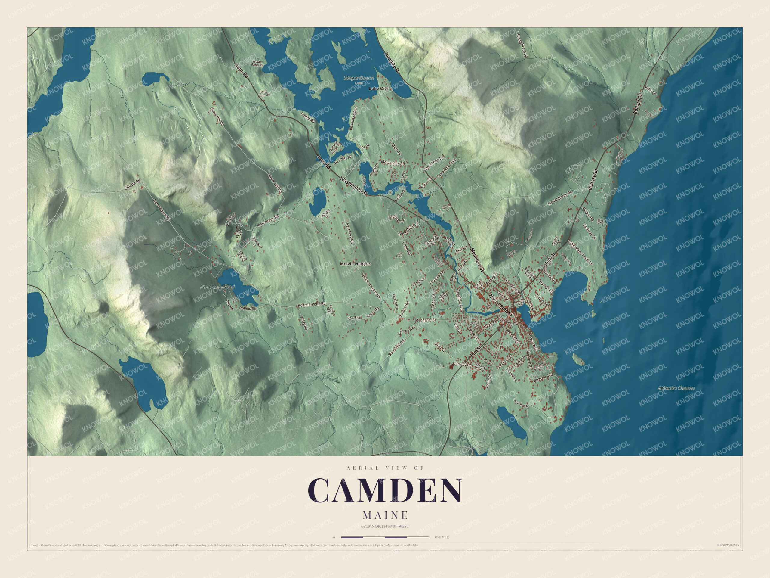 Protected watermarked complete map of Camden, Maine