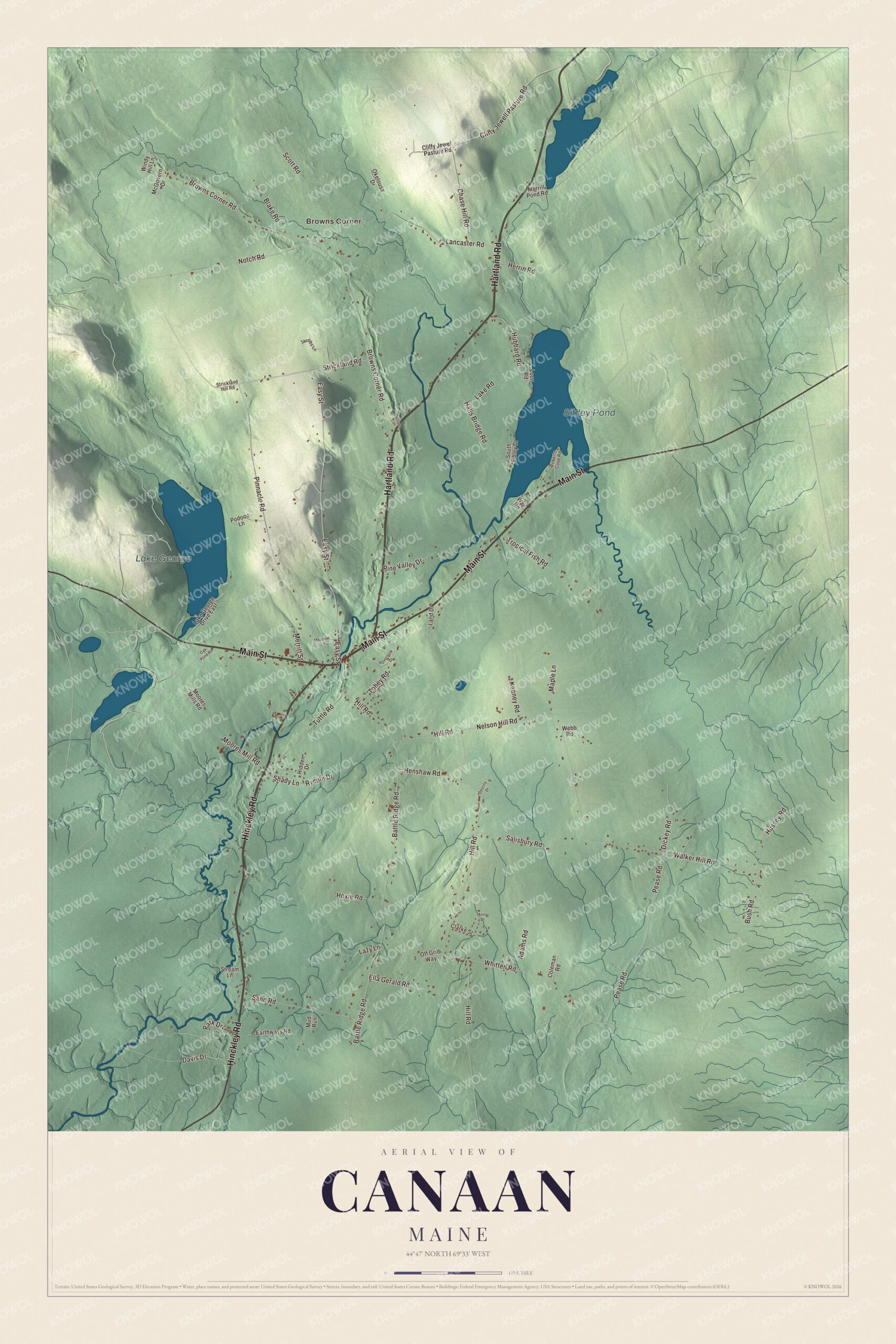Protected watermarked complete map of Canaan, Maine
