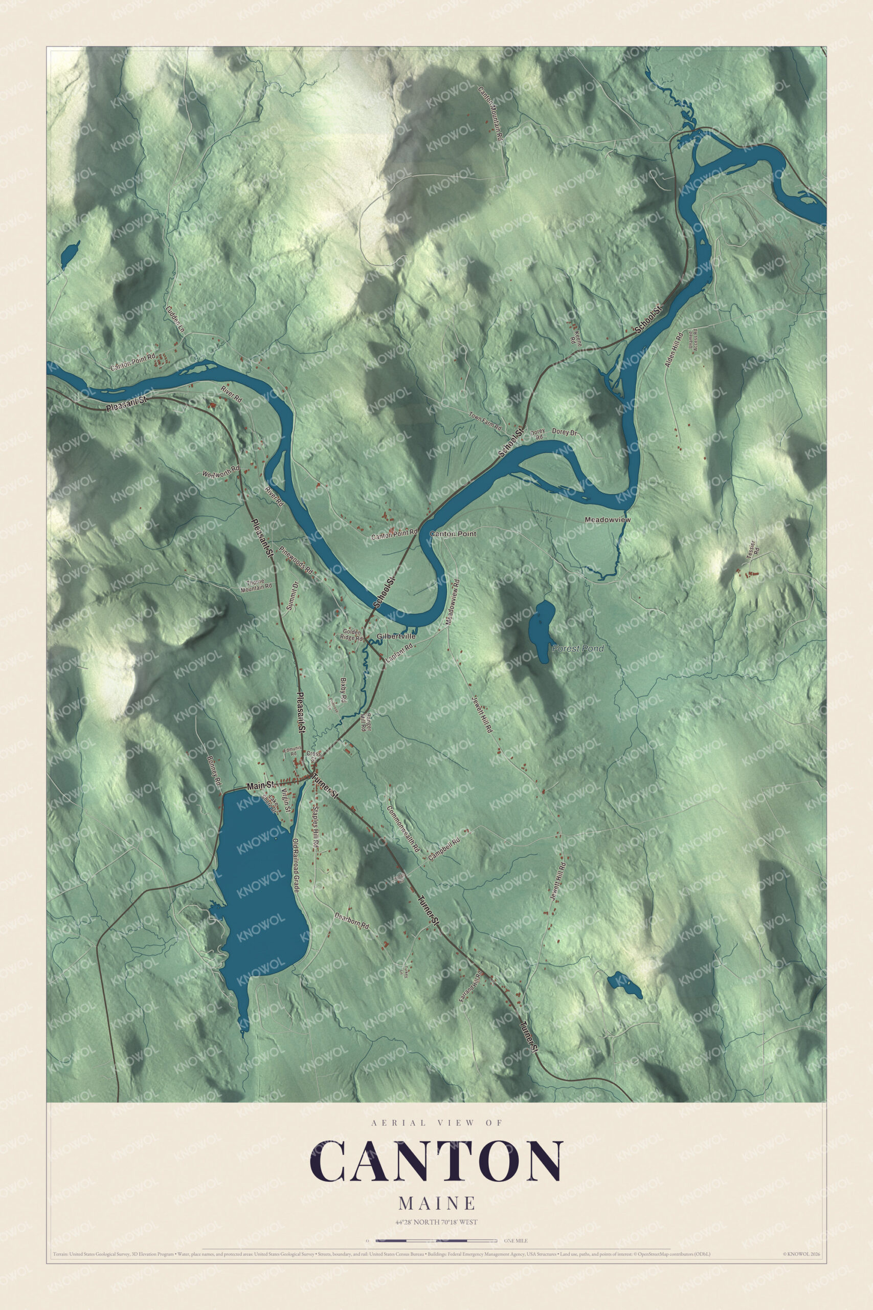 Protected watermarked complete map of Canton, Maine