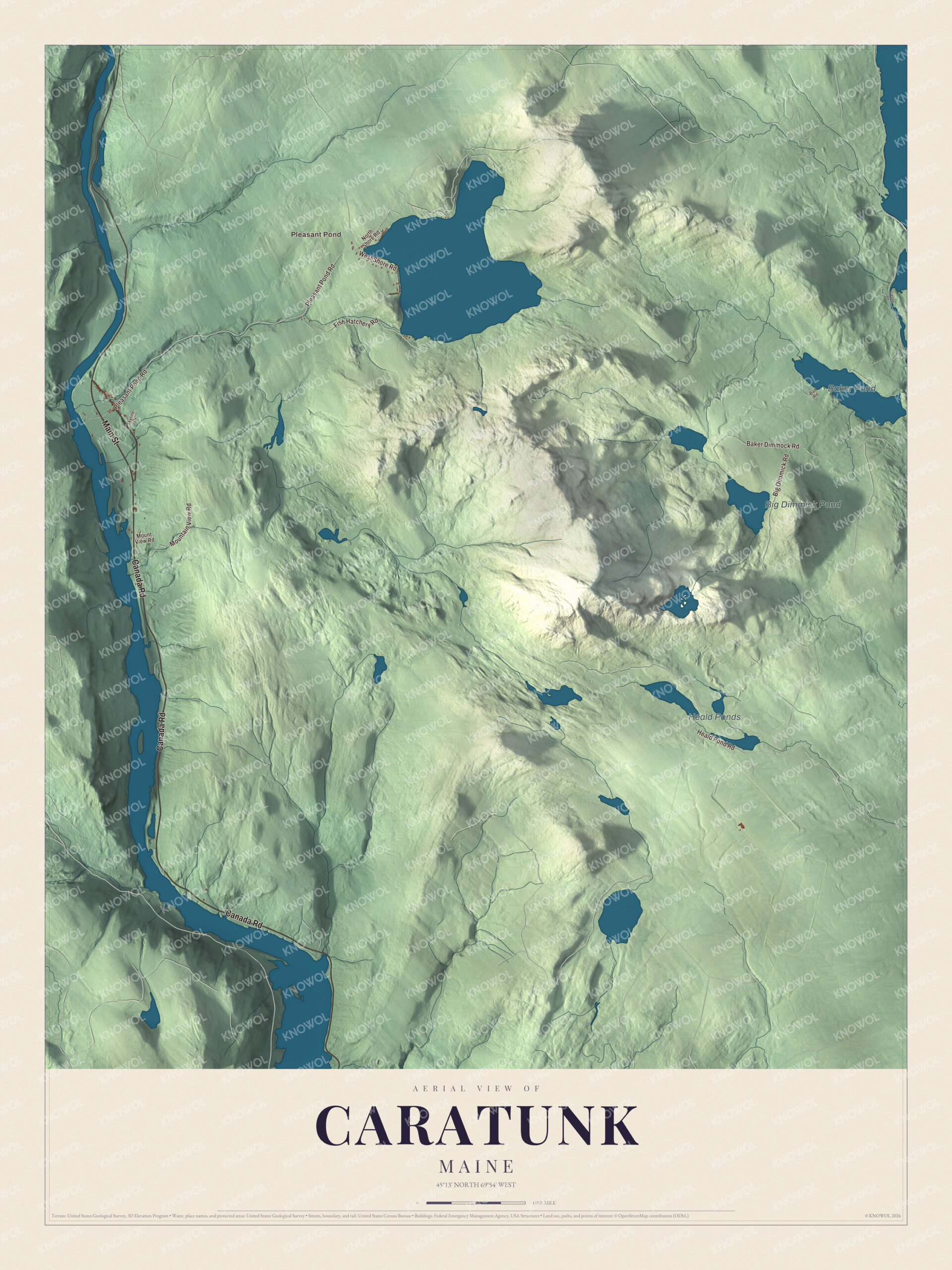 Protected watermarked complete map of Caratunk, Maine