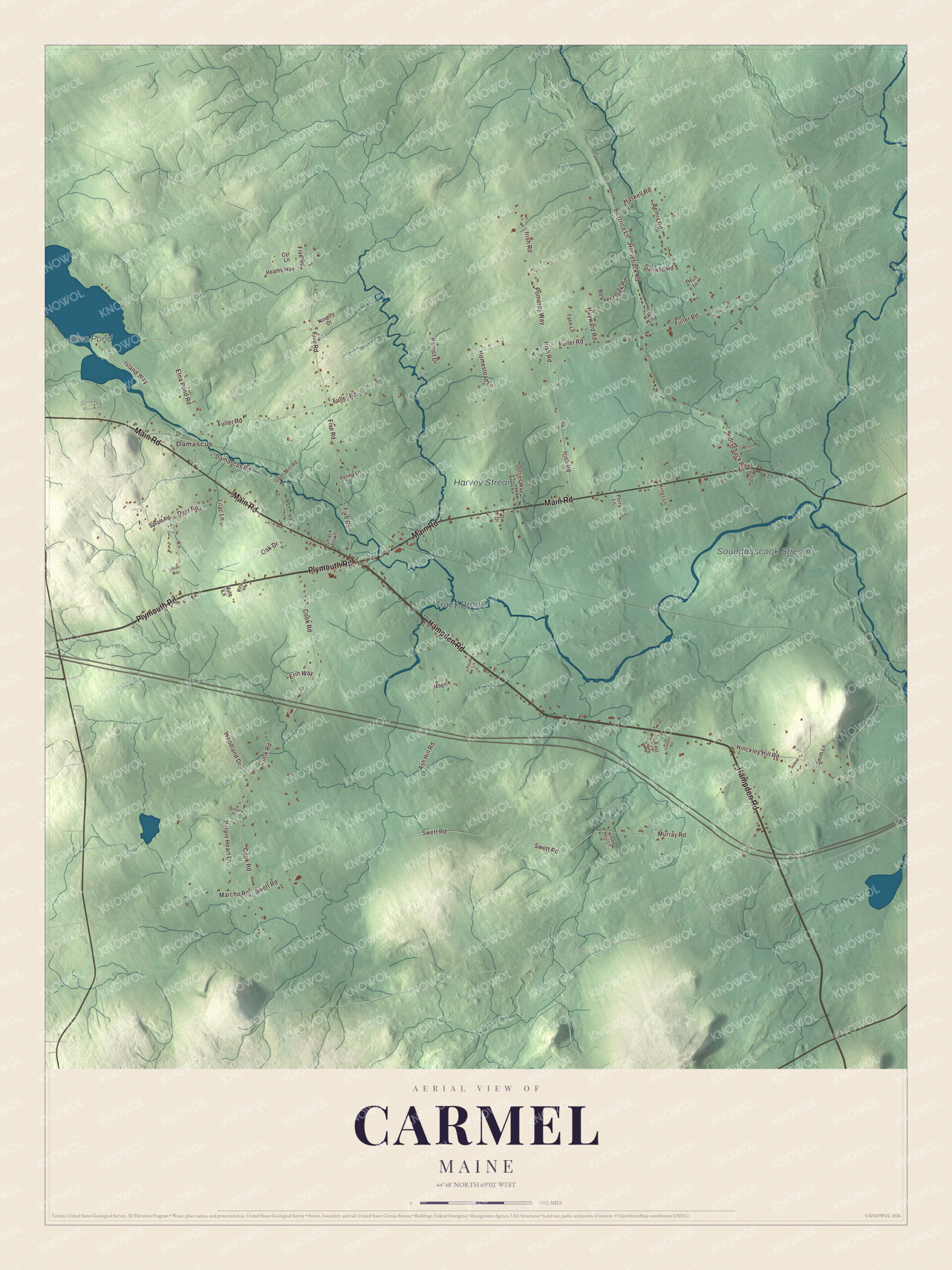Protected watermarked complete map of Carmel, Maine