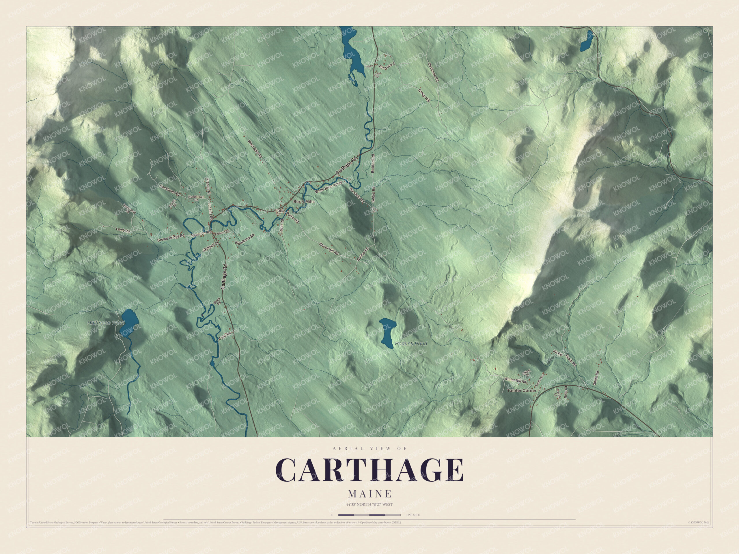 Protected watermarked complete map of Carthage, Maine