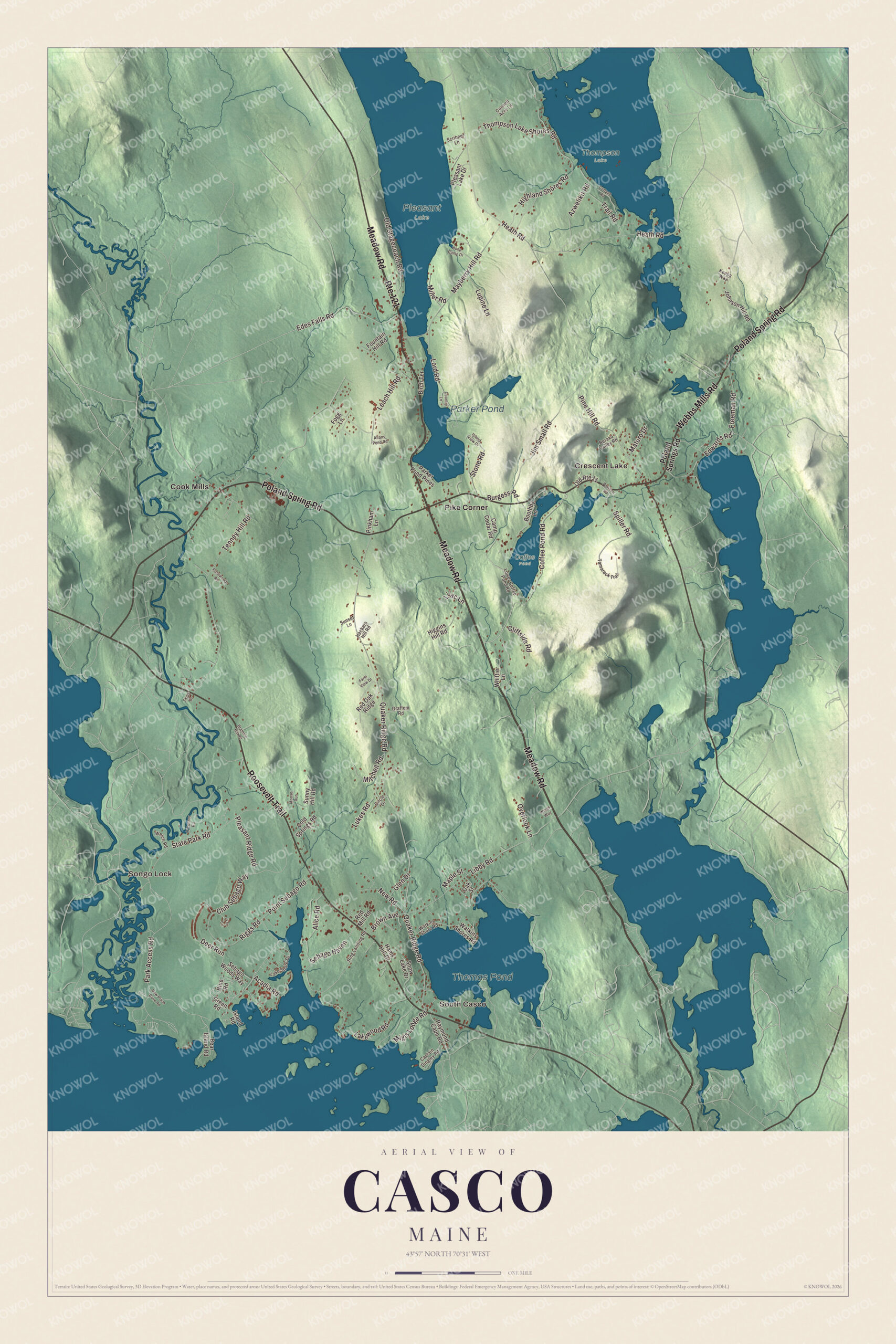 Protected watermarked complete map of Casco, Maine