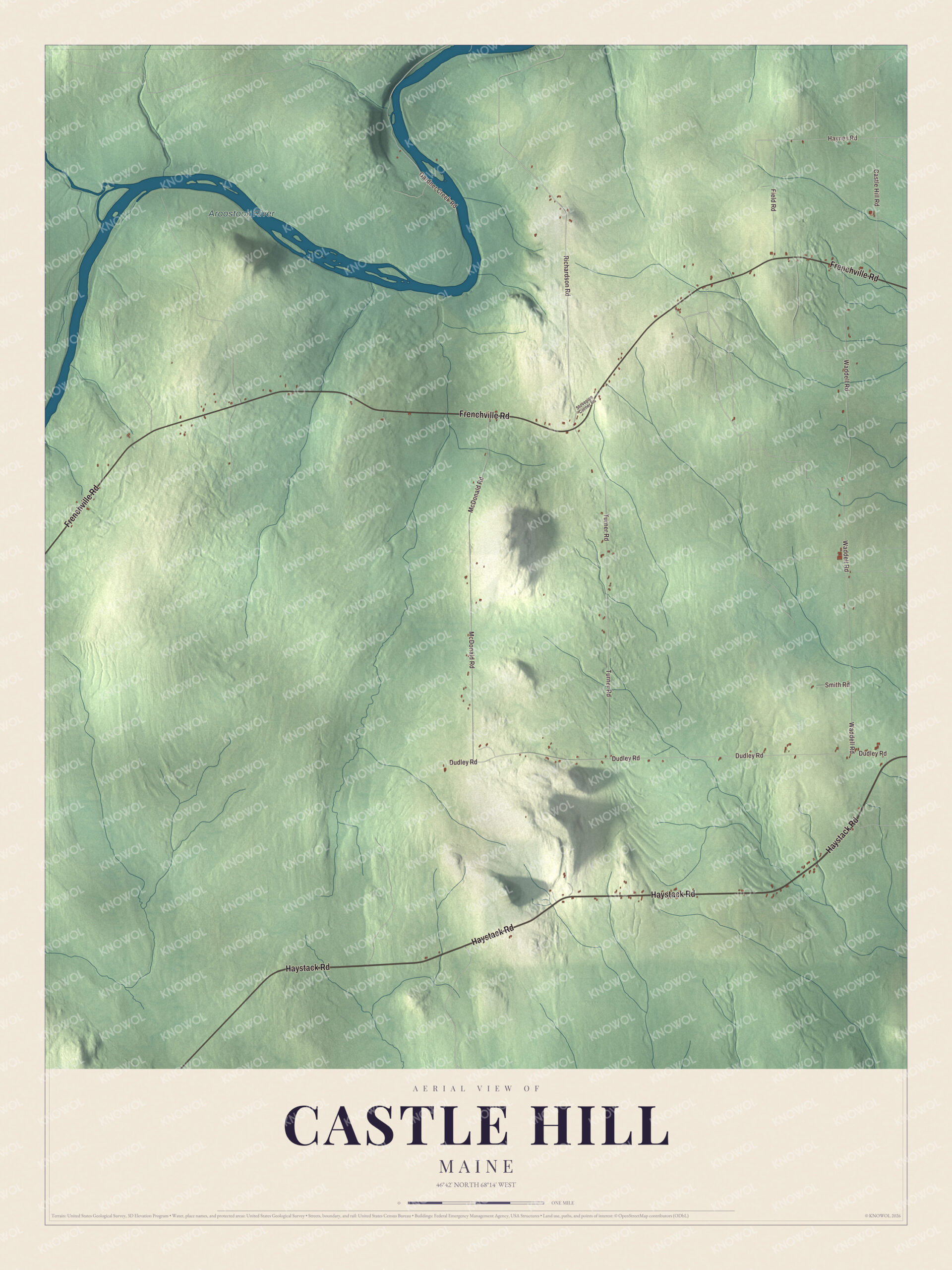 Protected watermarked complete map of Castle Hill, Maine