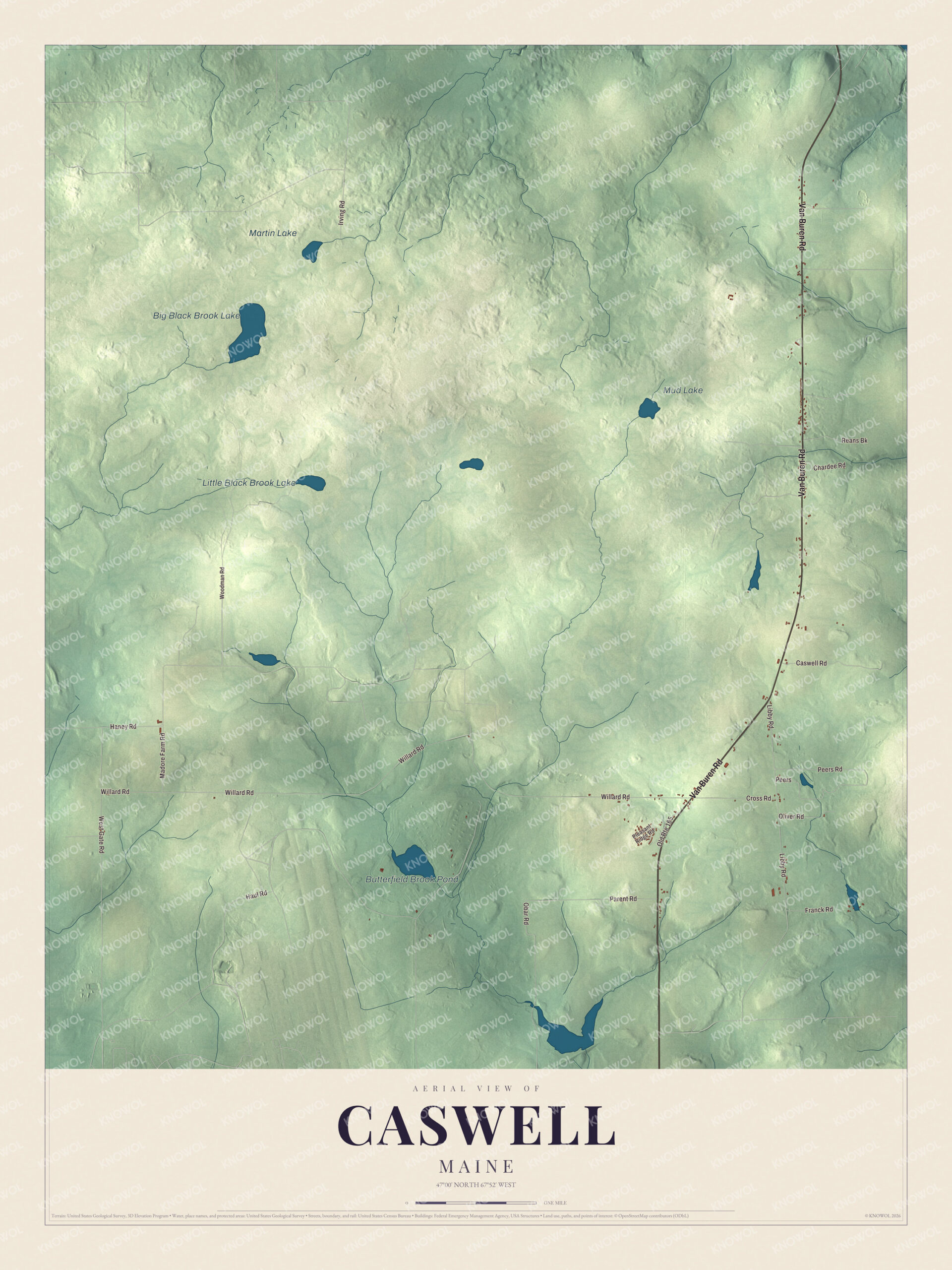 Protected watermarked complete map of Caswell, Maine
