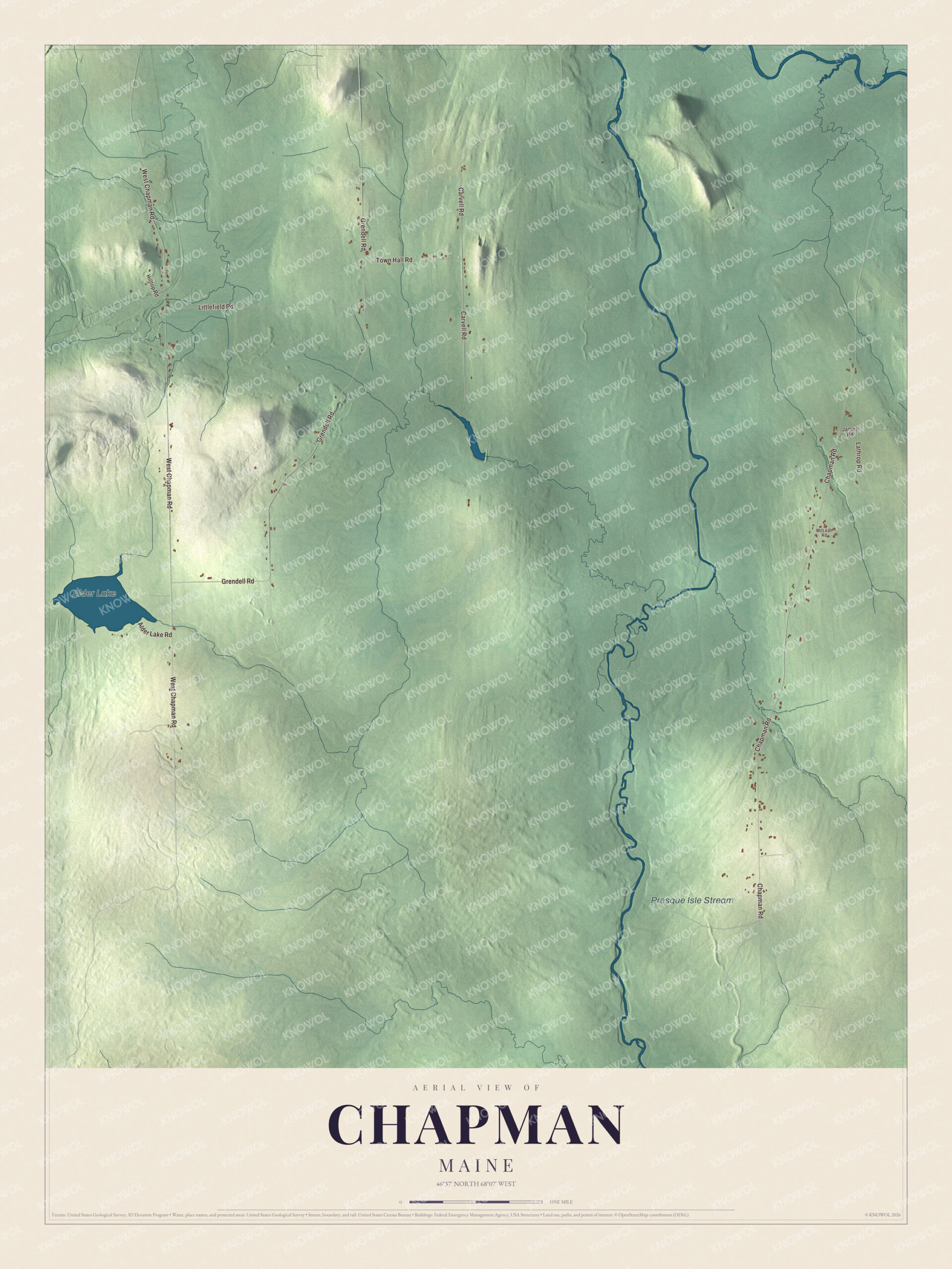 Protected watermarked complete map of Chapman, Maine
