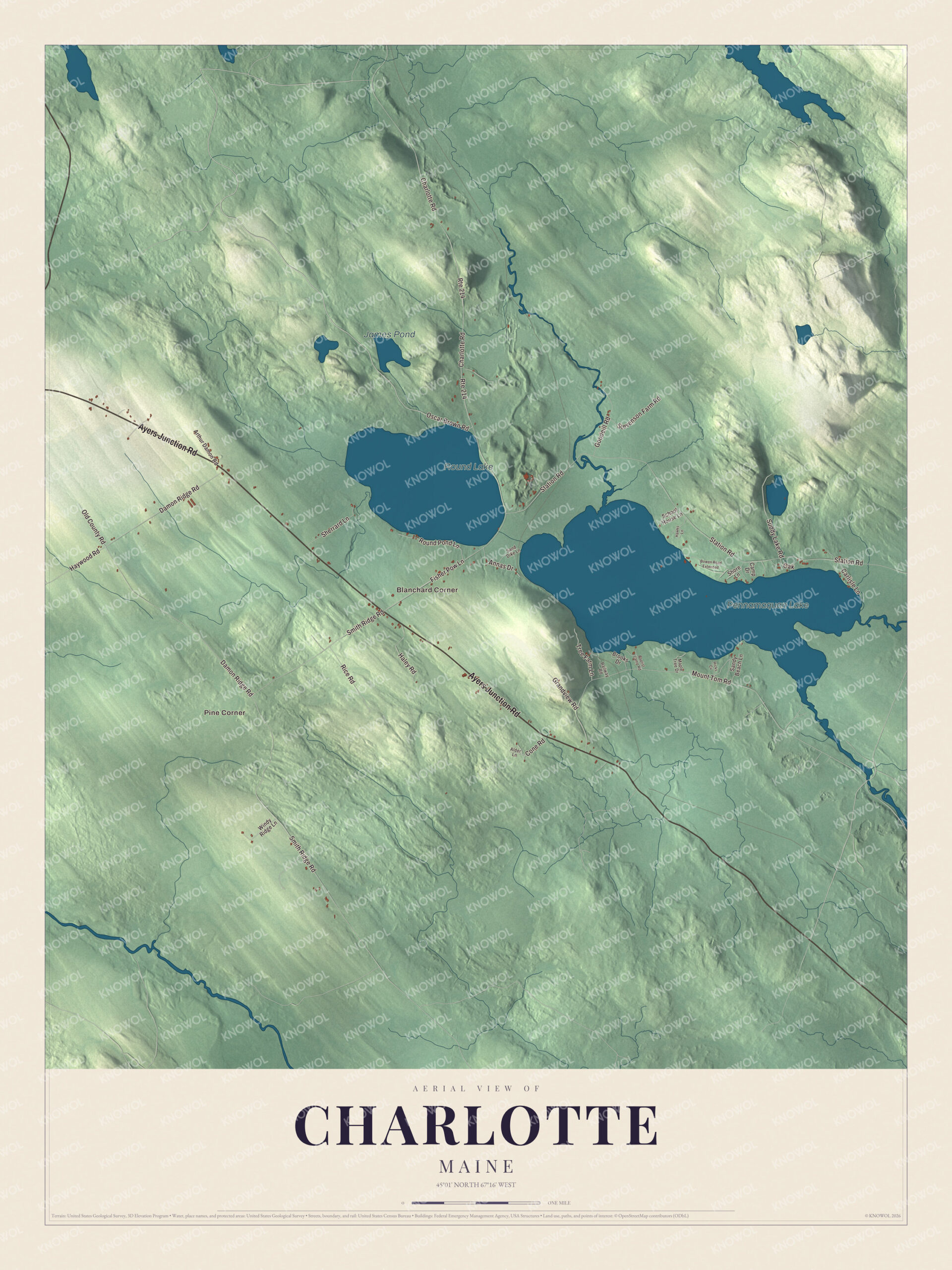 Protected watermarked complete map of Charlotte, Maine