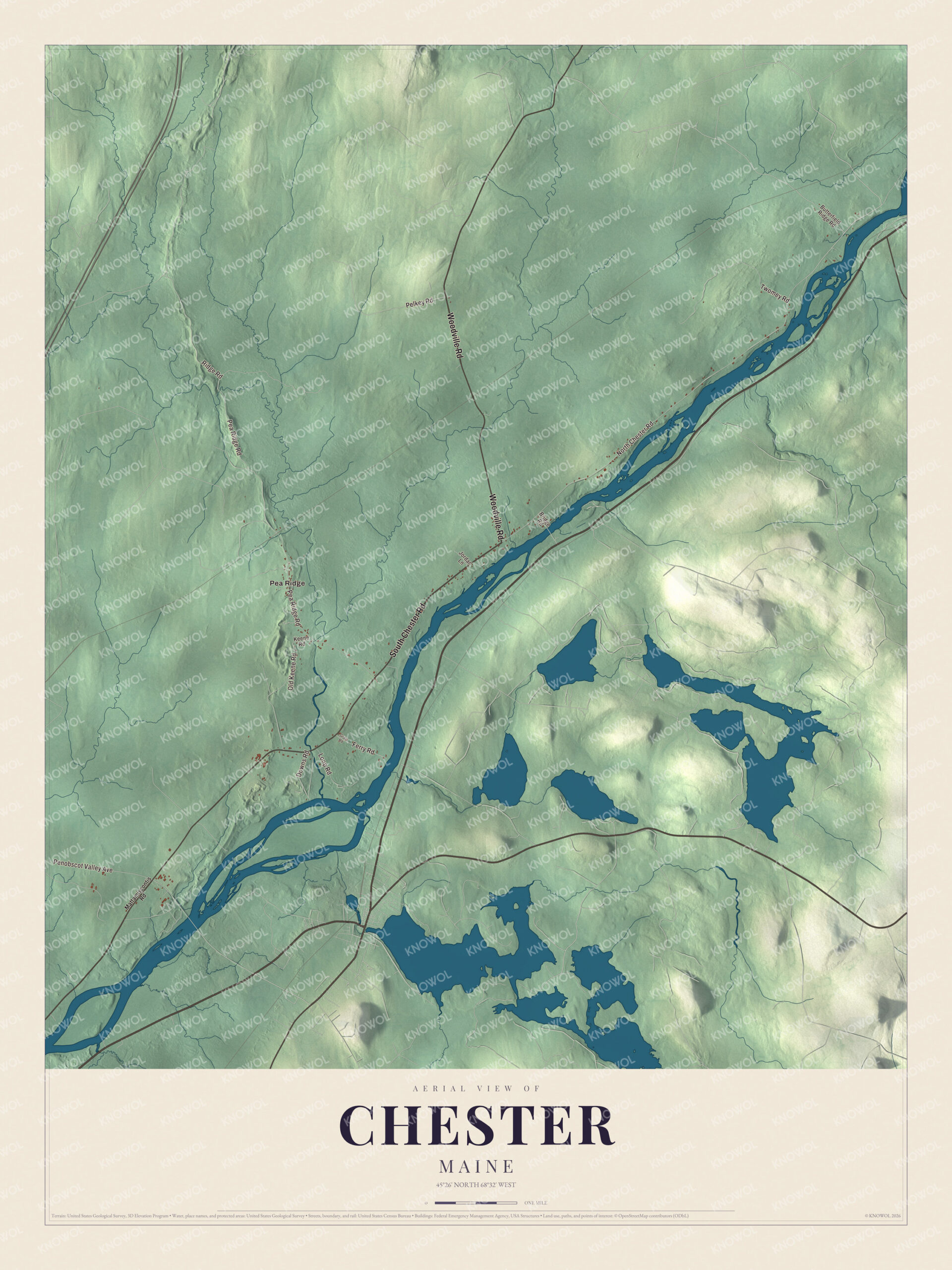 Protected watermarked complete map of Chester, Maine