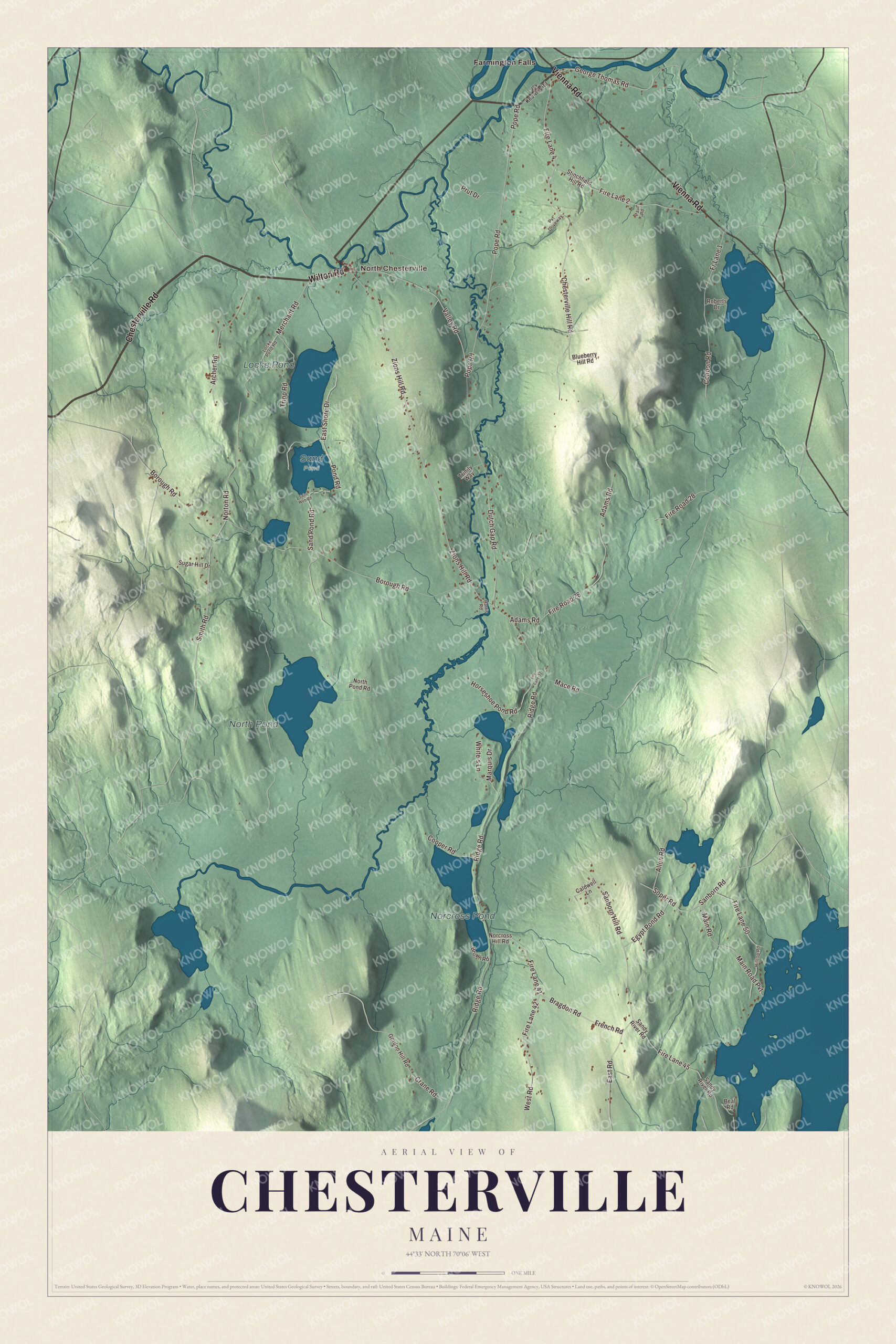 Protected watermarked complete map of Chesterville, Maine