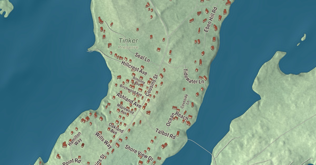 Map of Cousins Island, Maine