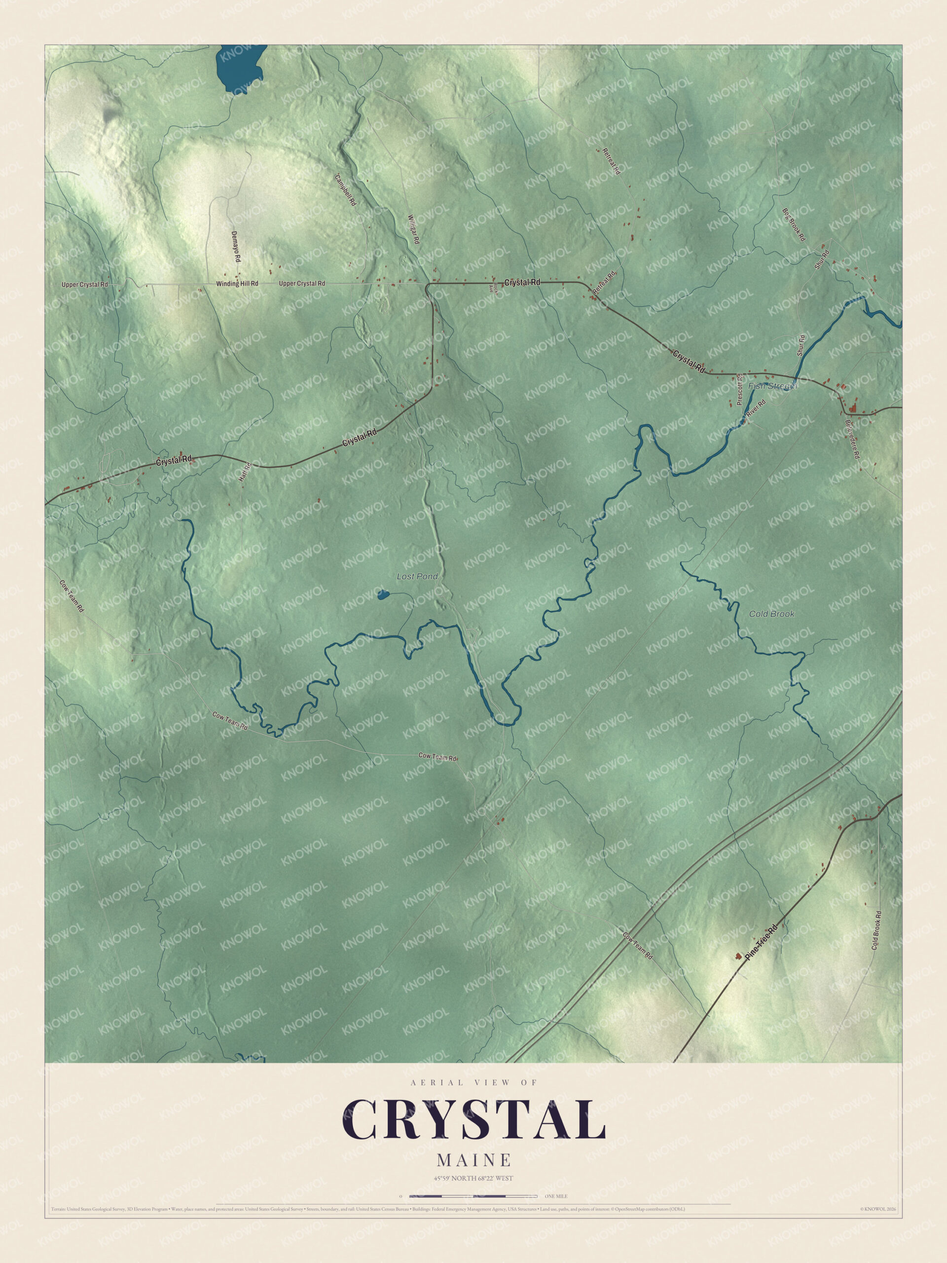 Protected watermarked complete map of Crystal, Maine