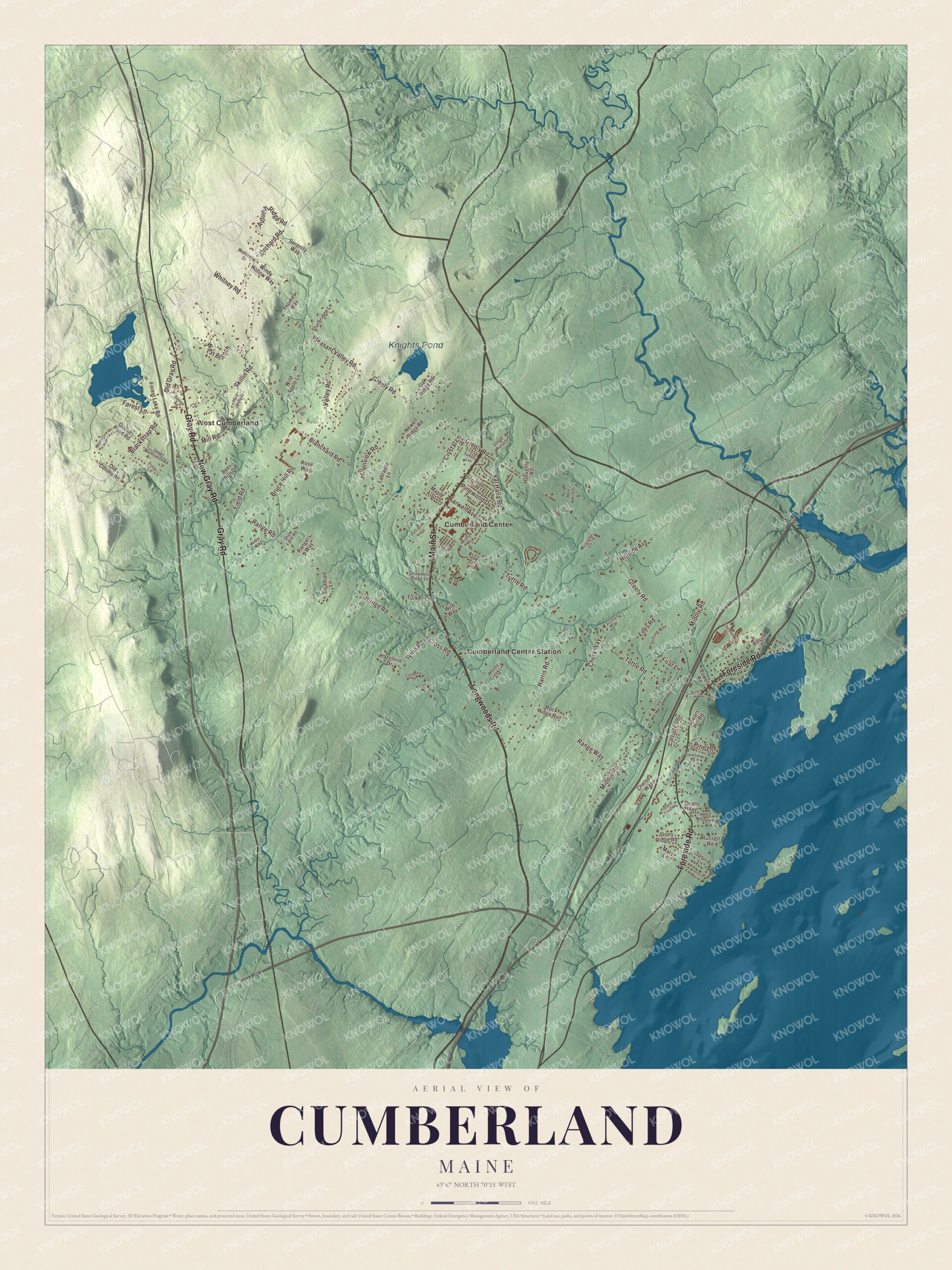Protected watermarked complete map of Cumberland, Maine