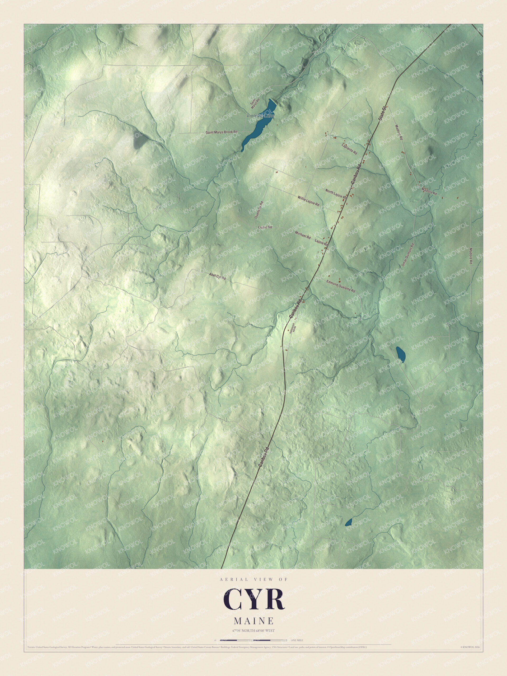 Protected watermarked complete map of Cyr, Maine