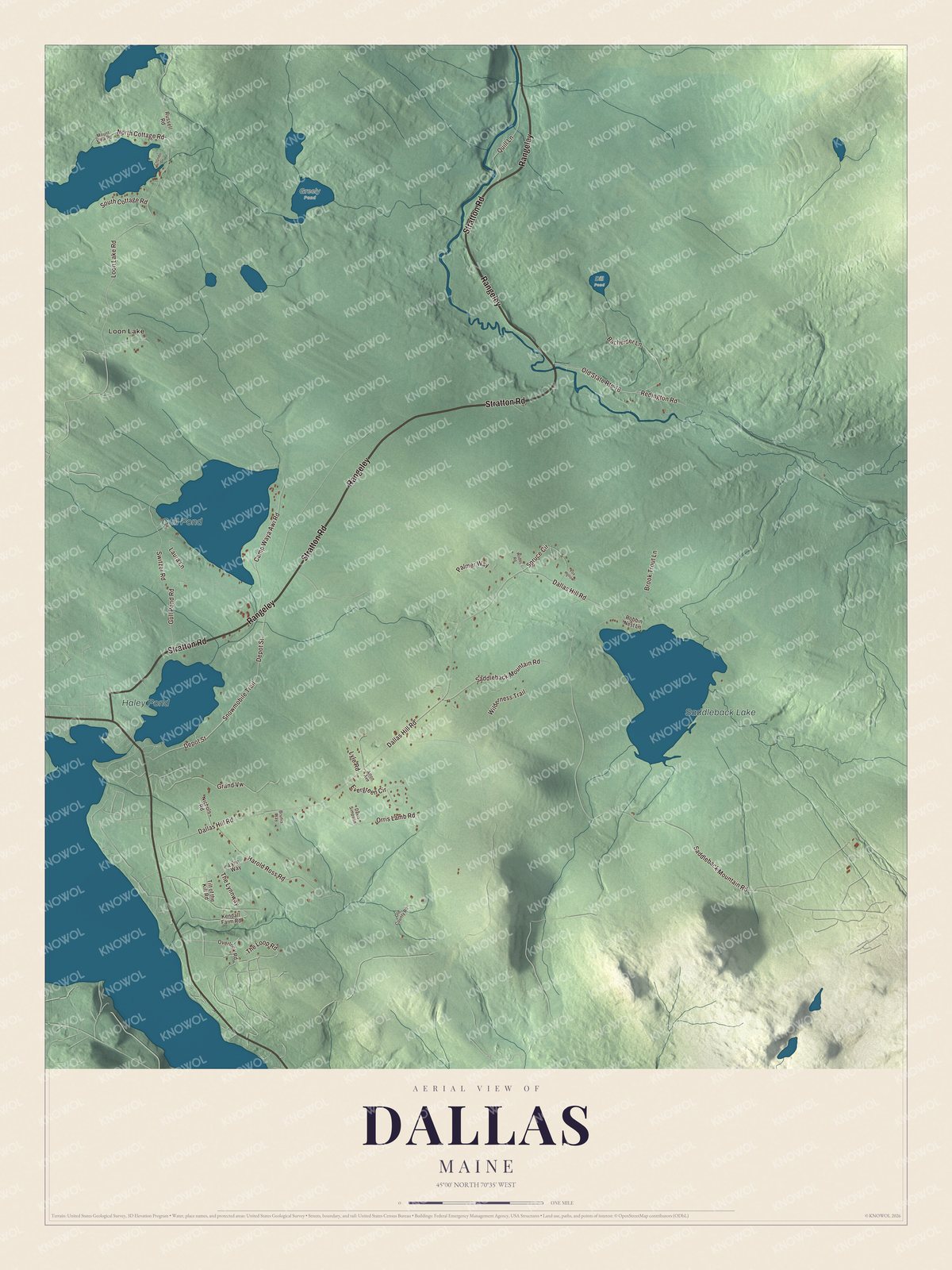 Protected watermarked complete map of Dallas, Maine