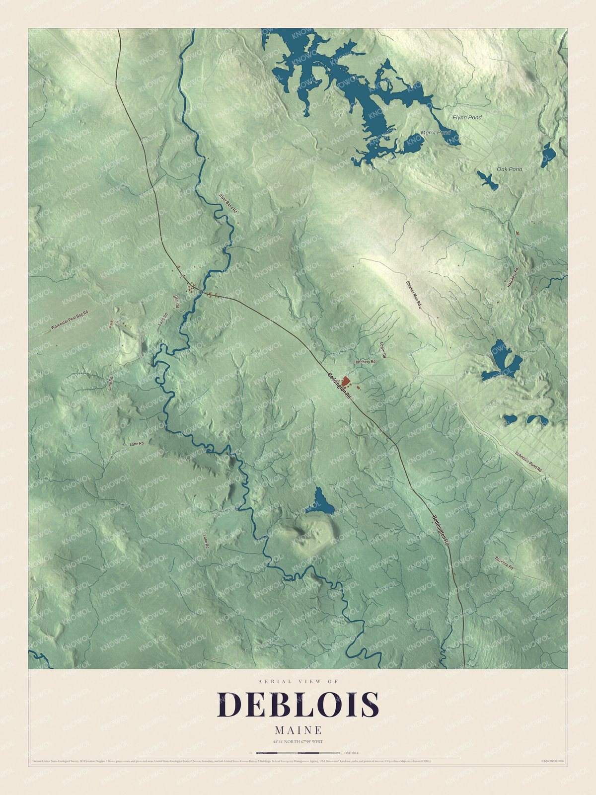 Protected watermarked complete map of Deblois, Maine