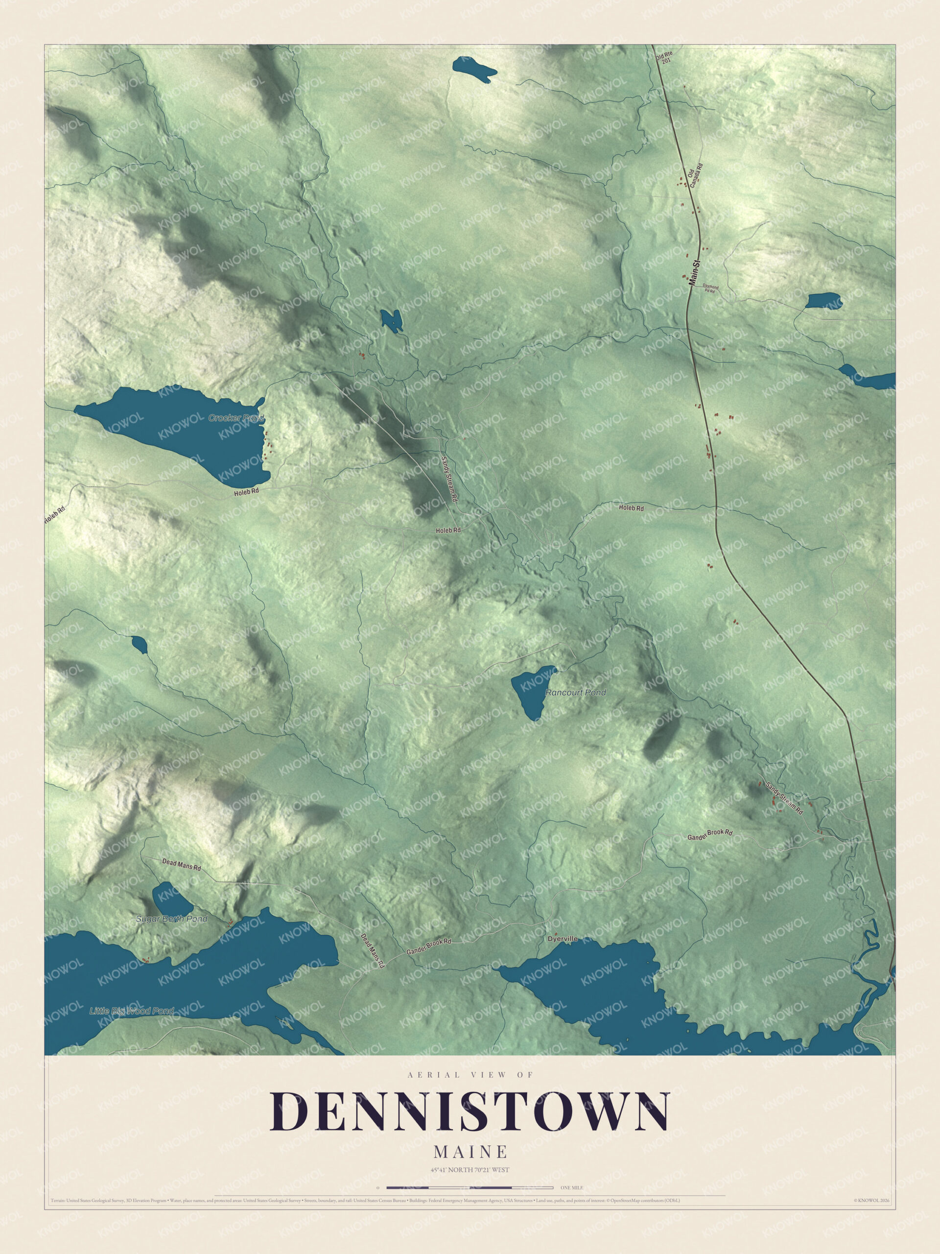 Protected watermarked complete map of Dennistown, Maine