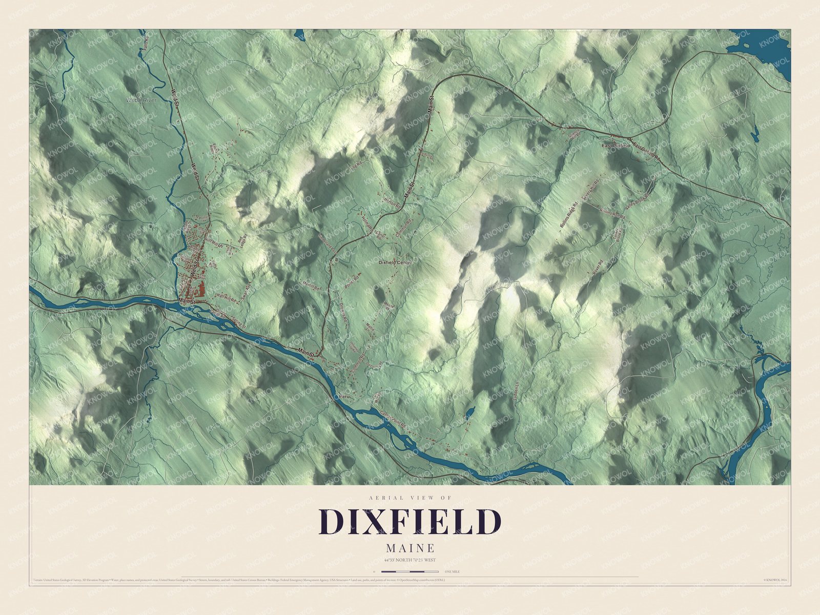 Protected watermarked complete map of Dixfield, Maine