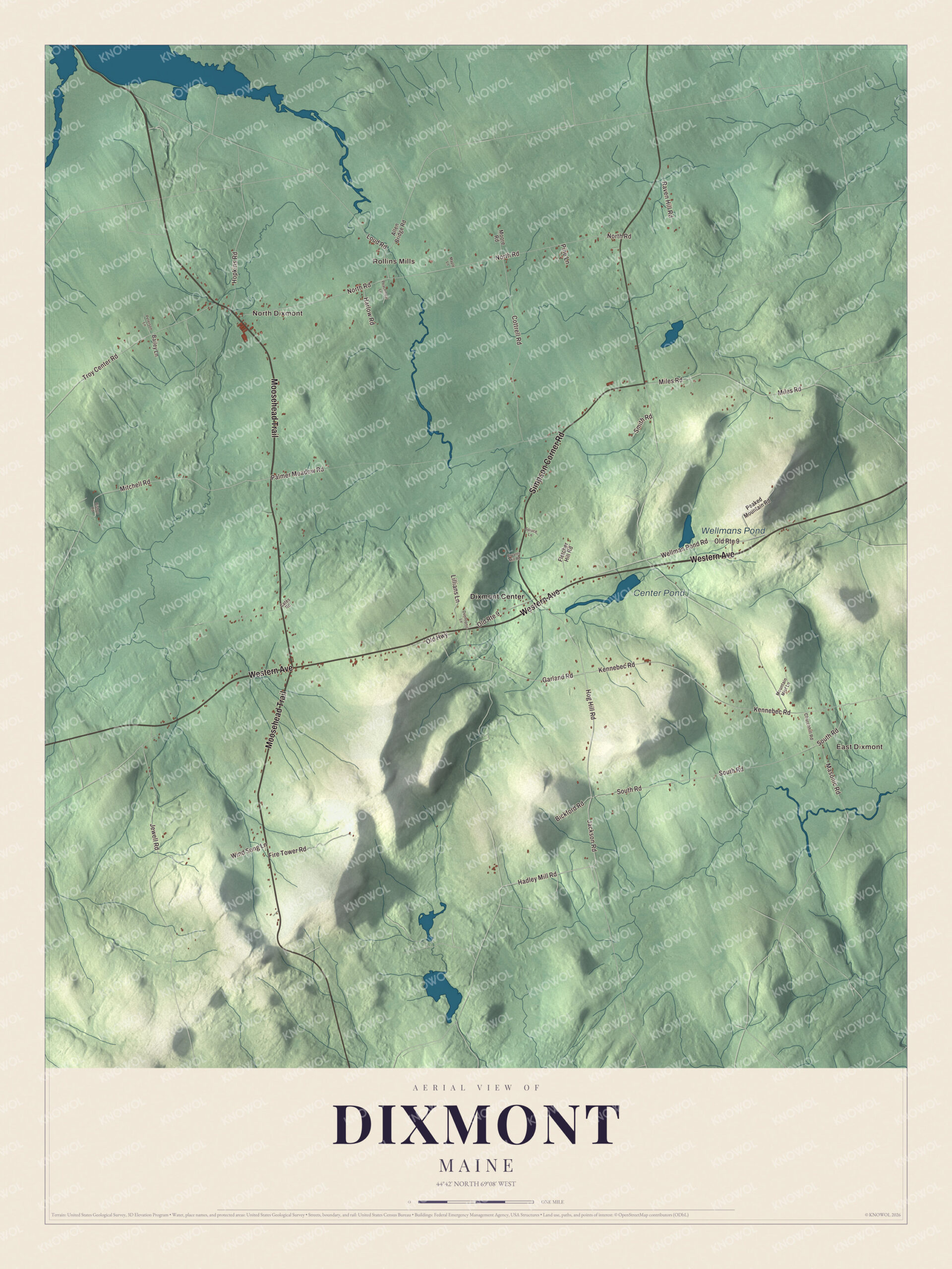 Protected watermarked complete map of Dixmont, Maine