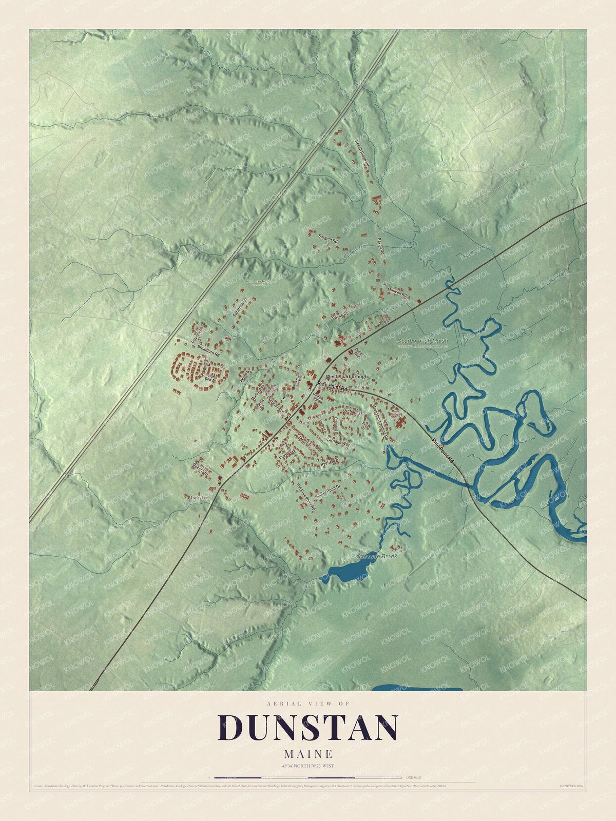 Protected watermarked complete map of Dunstan, Maine