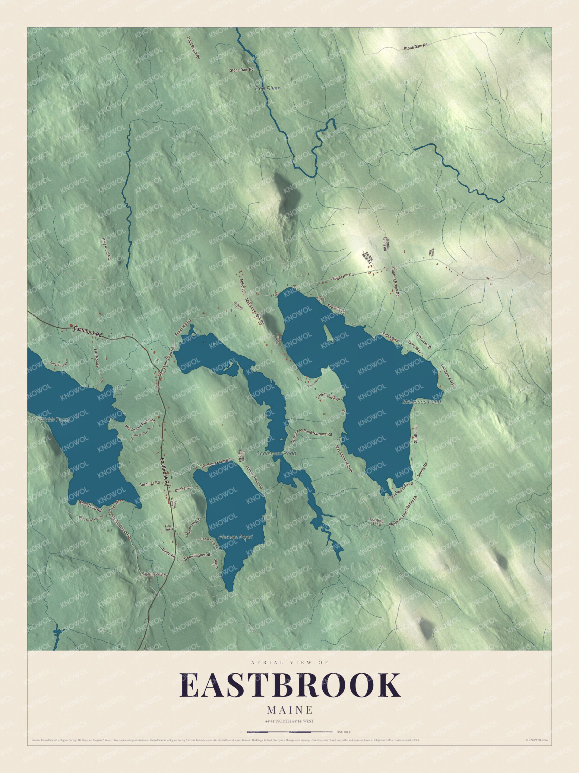 Protected watermarked complete map of Eastbrook, Maine