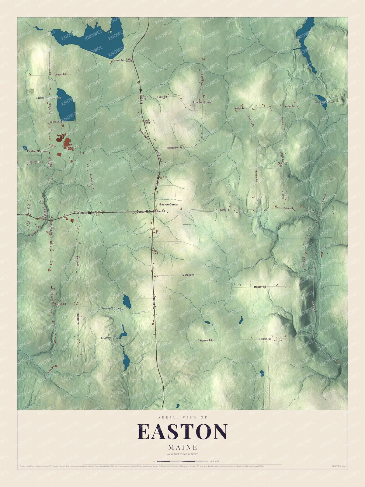 Watermarked full-map preview of Easton, Maine