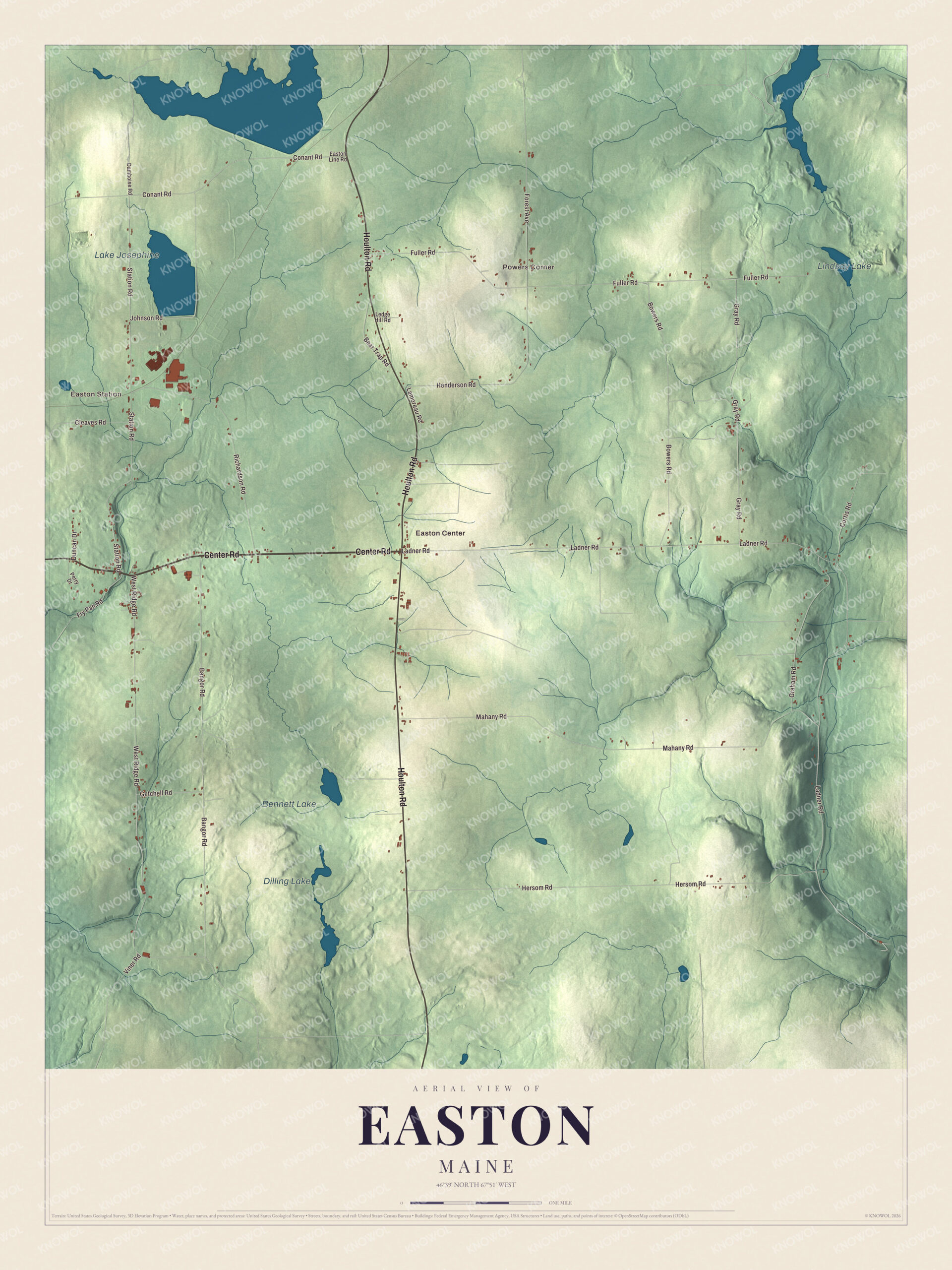 Protected watermarked complete map of Easton, Maine