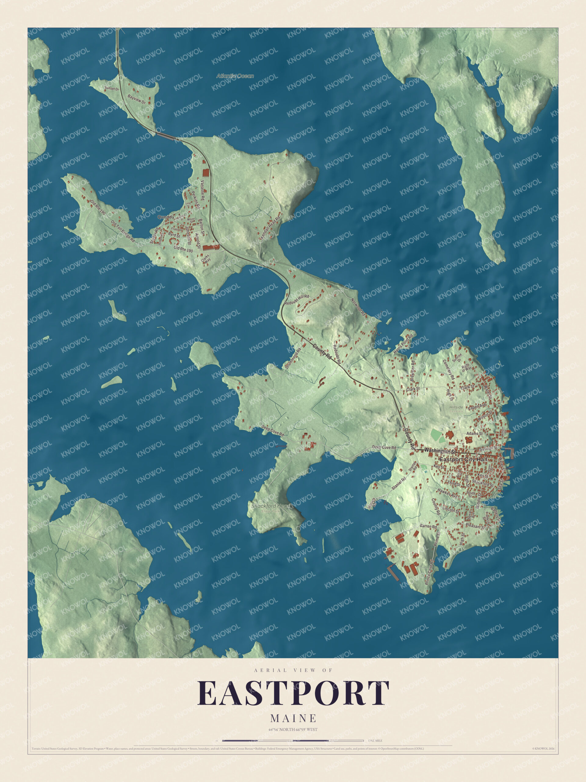 Protected watermarked complete map of Eastport, Maine
