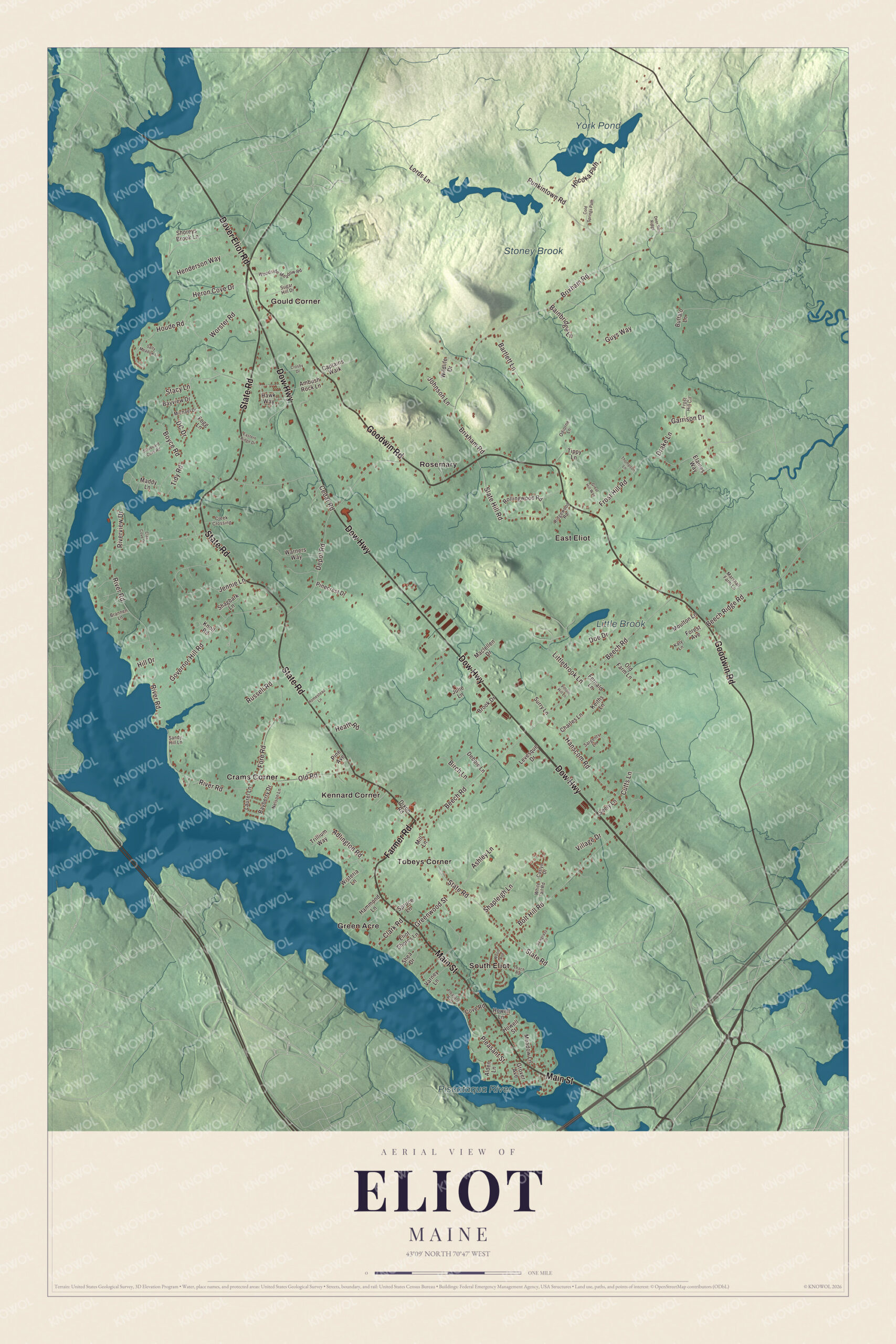 Protected watermarked complete map of Eliot, Maine