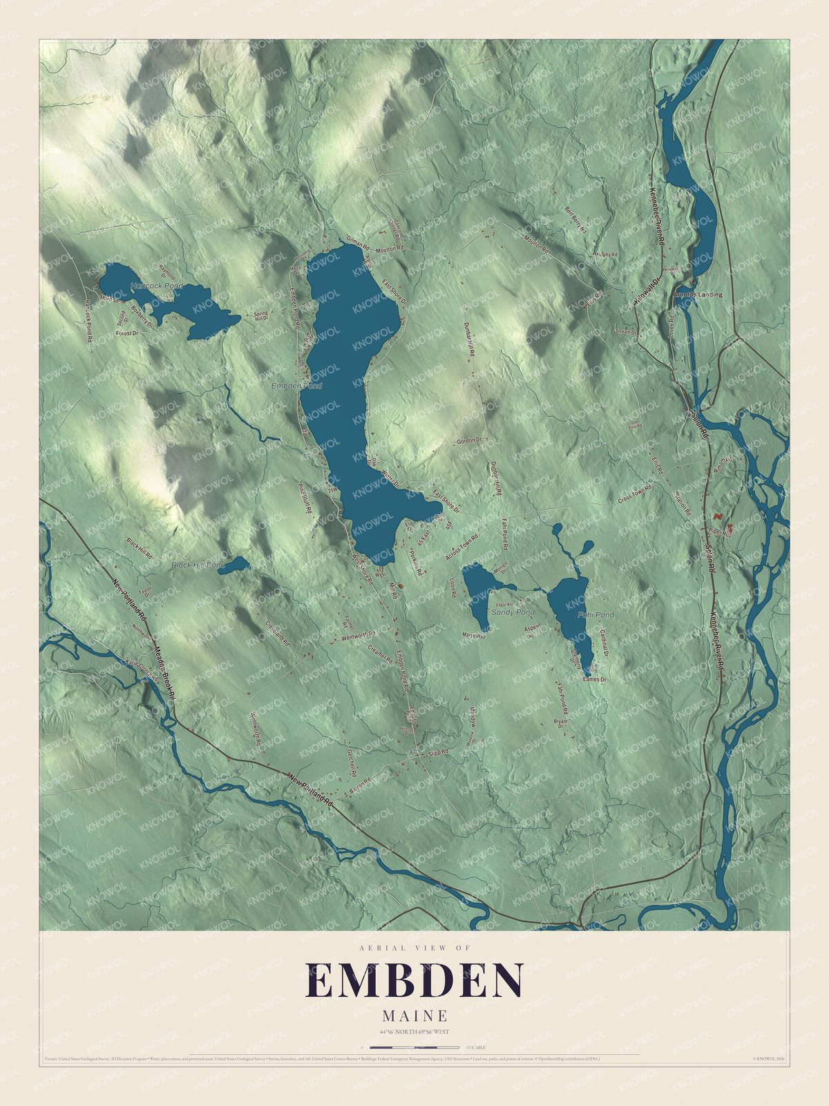 Watermarked full-map preview of Embden, Maine