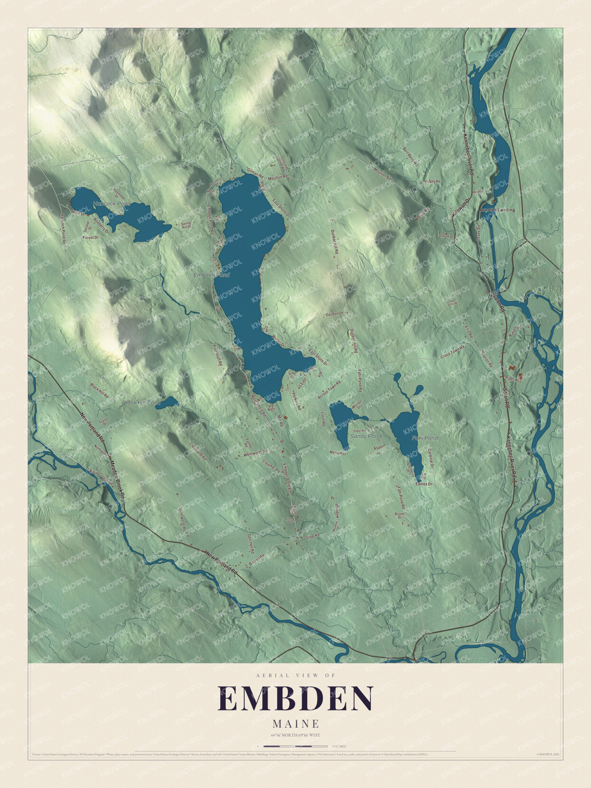 Protected watermarked complete map of Embden, Maine