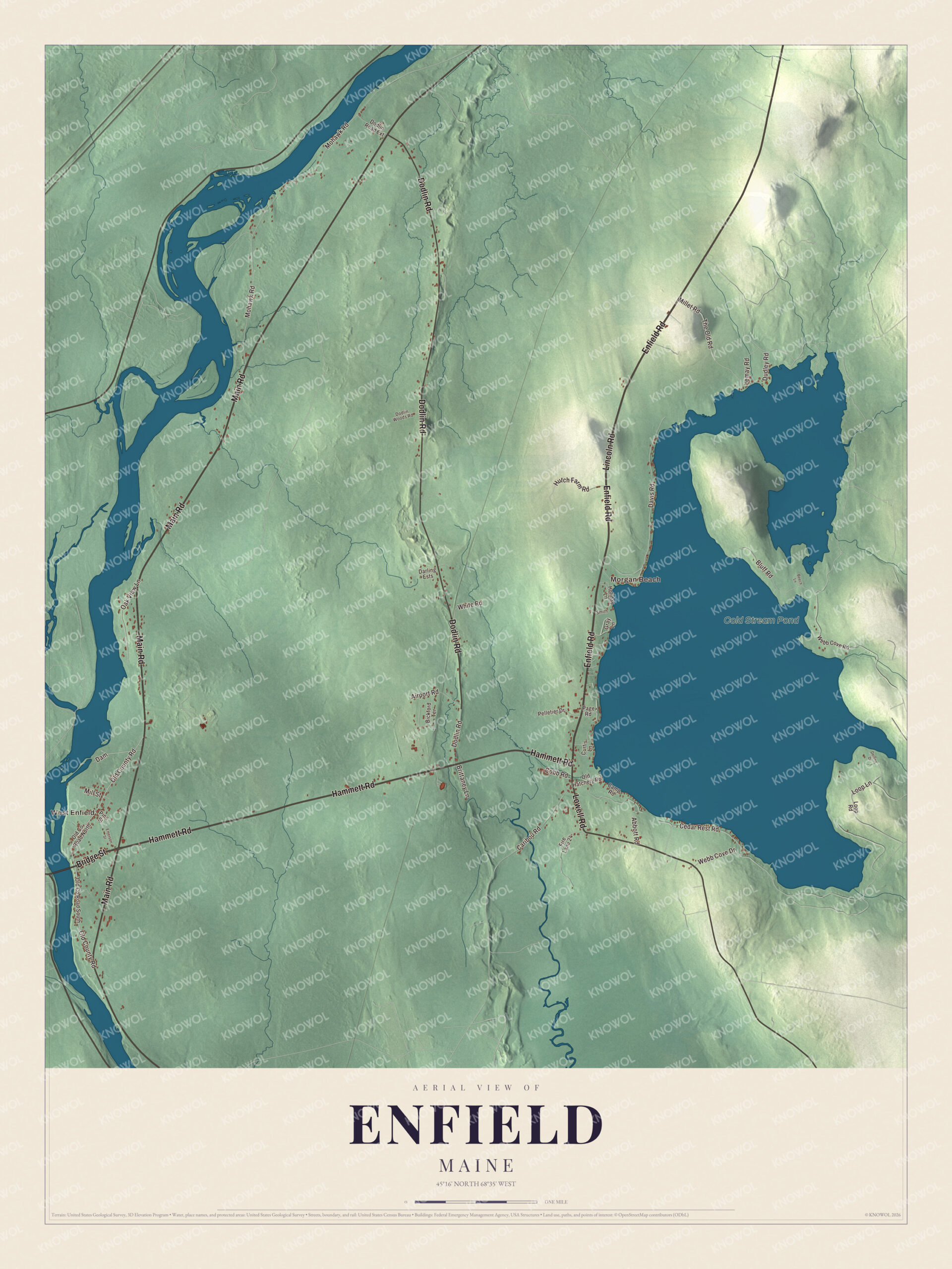 Protected watermarked complete map of Enfield, Maine