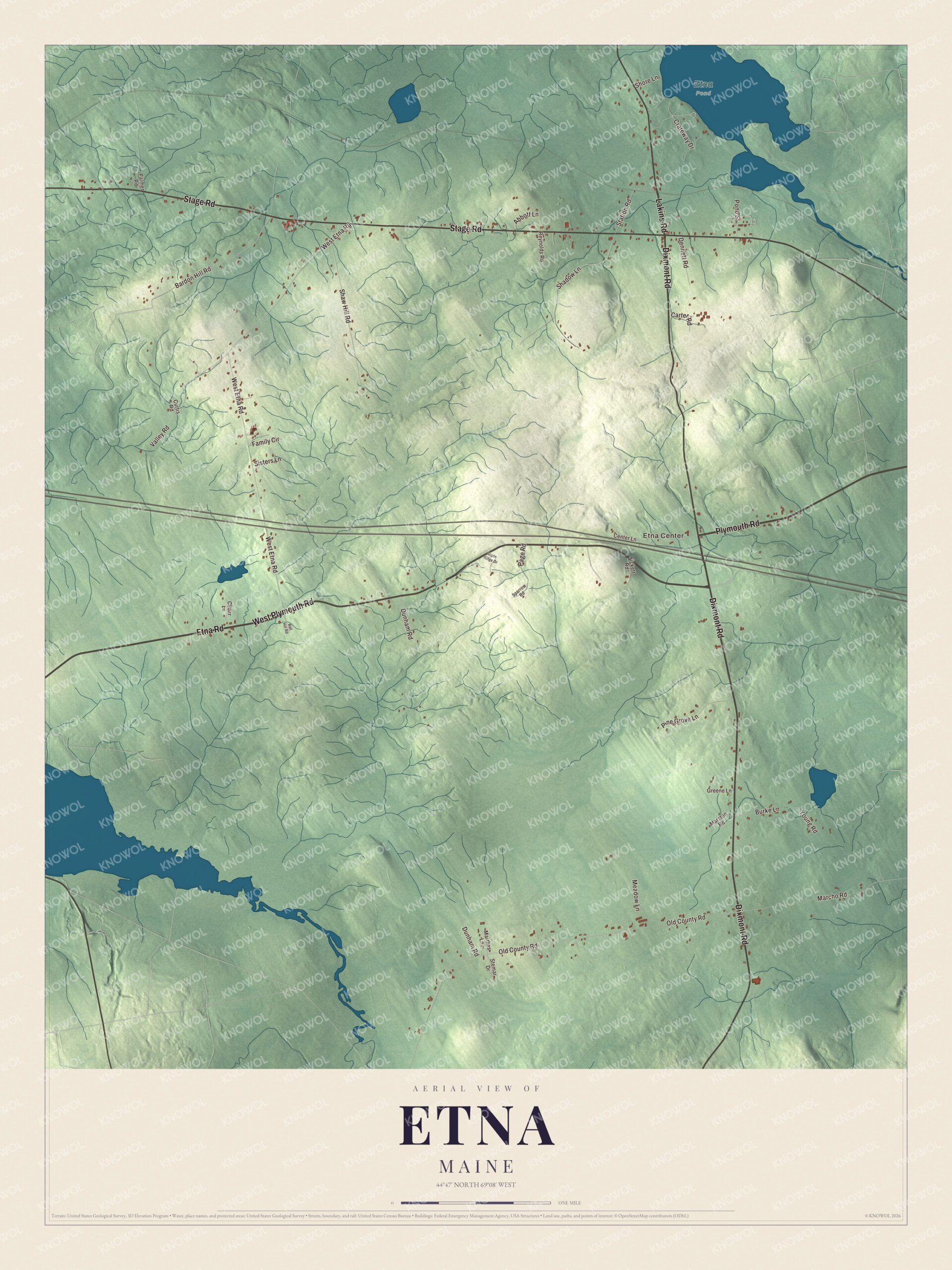 Protected watermarked complete map of Etna, Maine