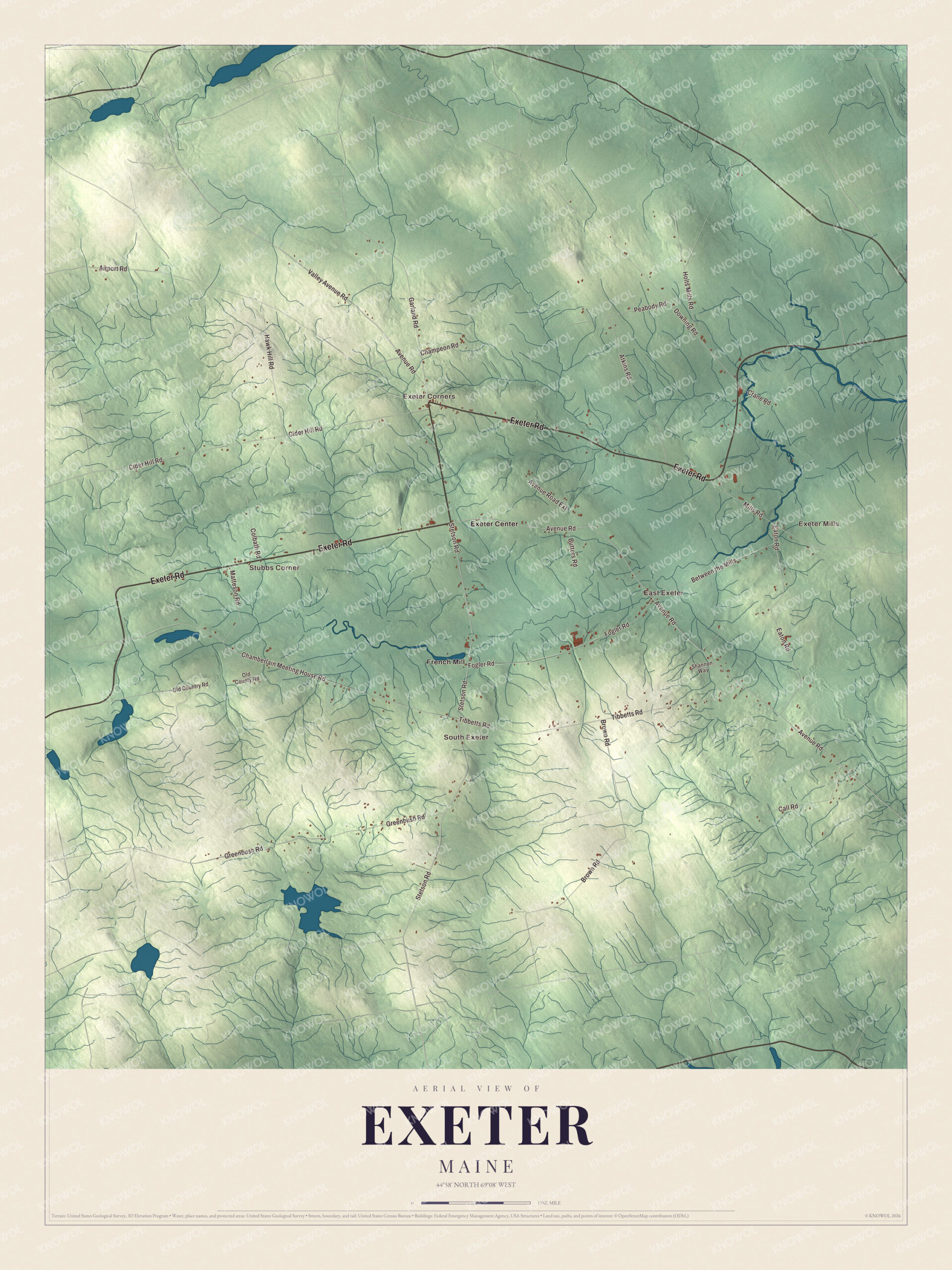 Protected watermarked complete map of Exeter, Maine