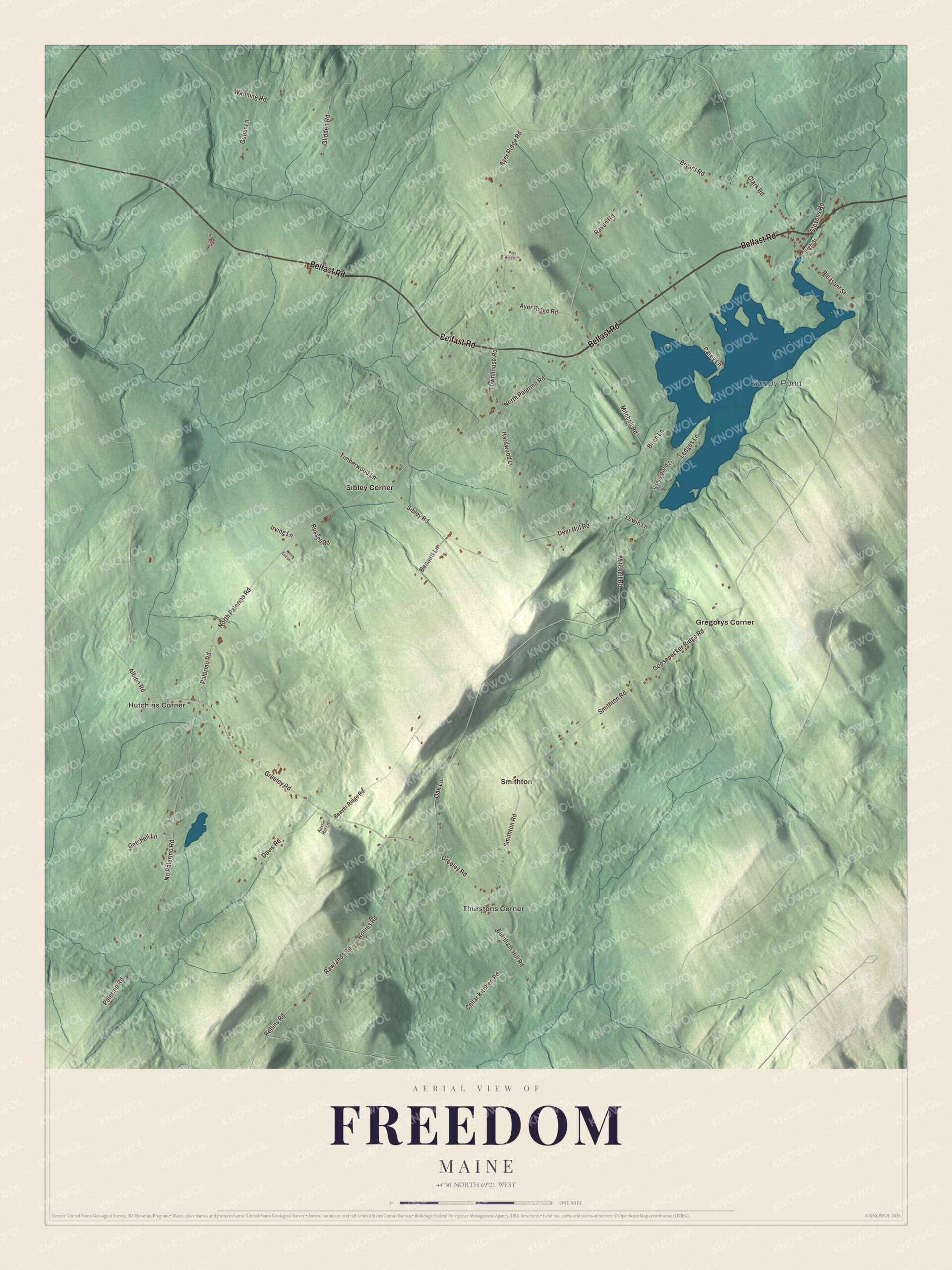 Protected watermarked complete map of Freedom, Maine