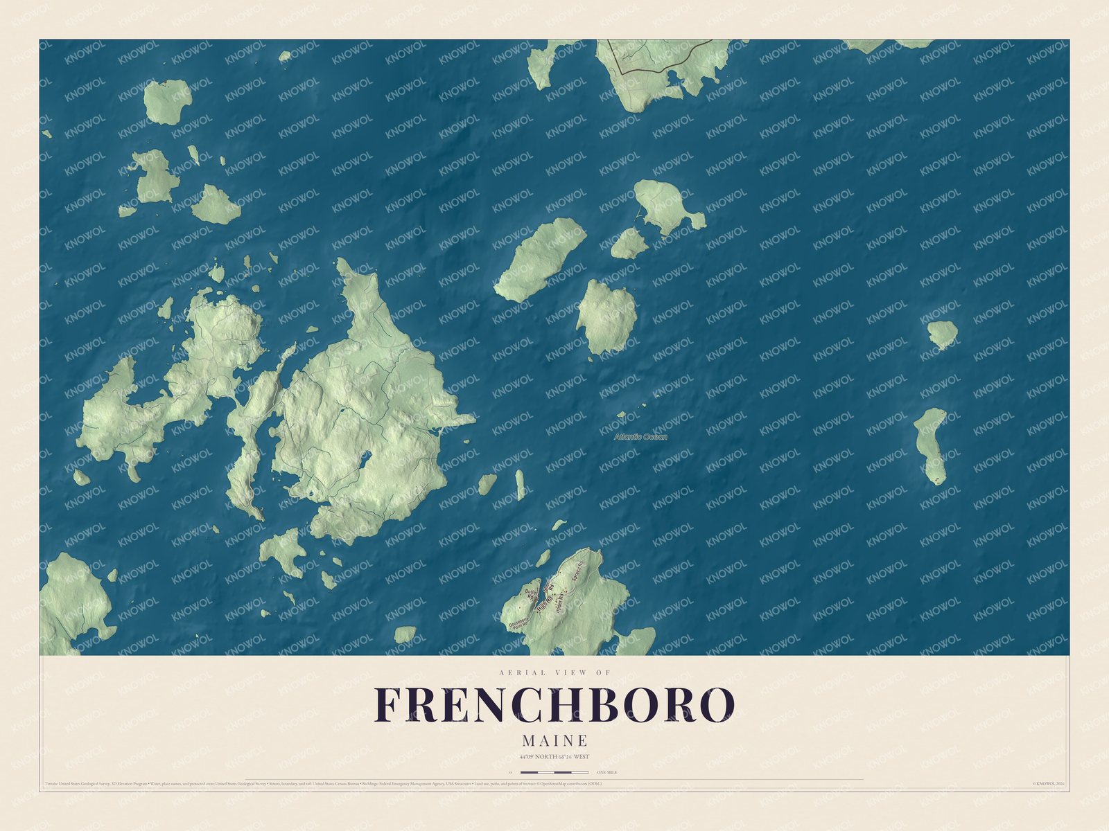 Protected watermarked complete map of Frenchboro, Maine