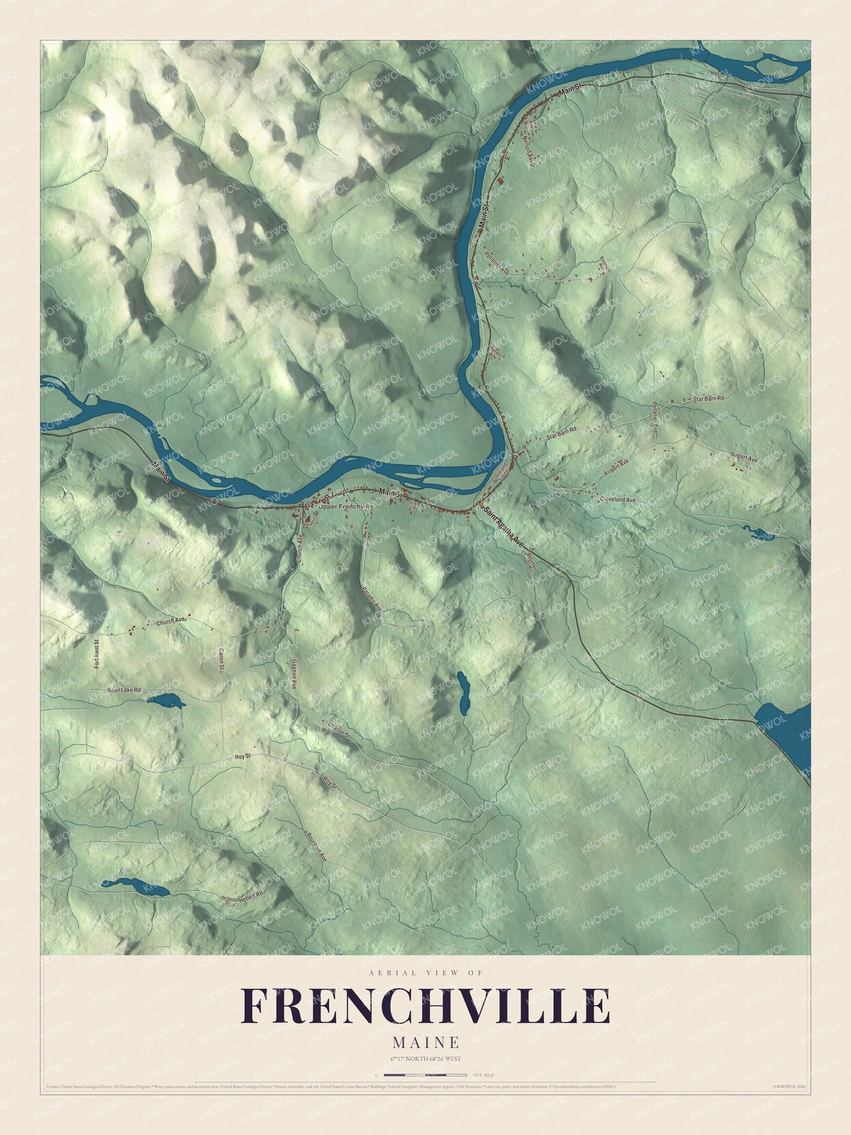Watermarked full-map preview of Frenchville, Maine